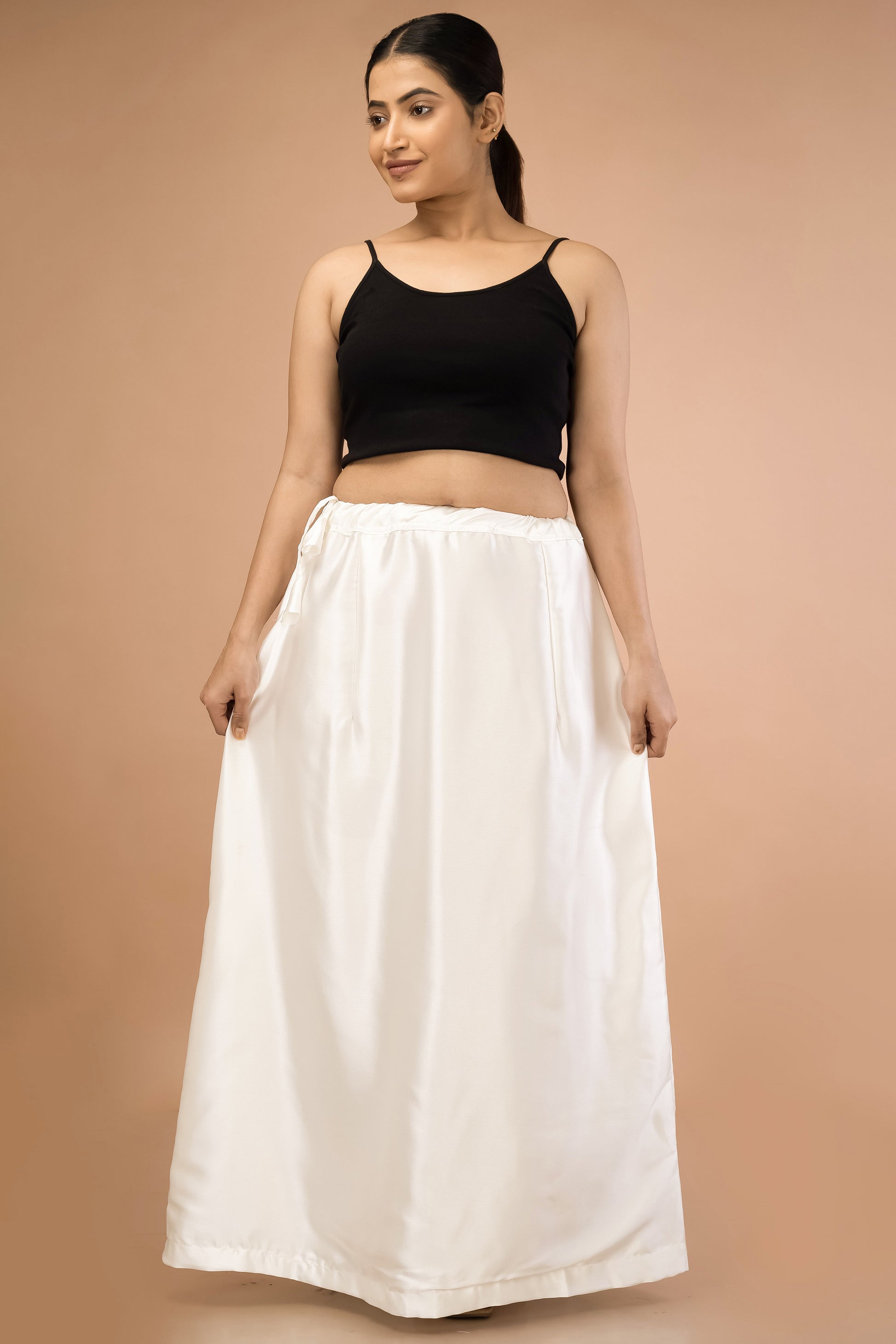 White Classic Satin Petticoat - Sarla Creations