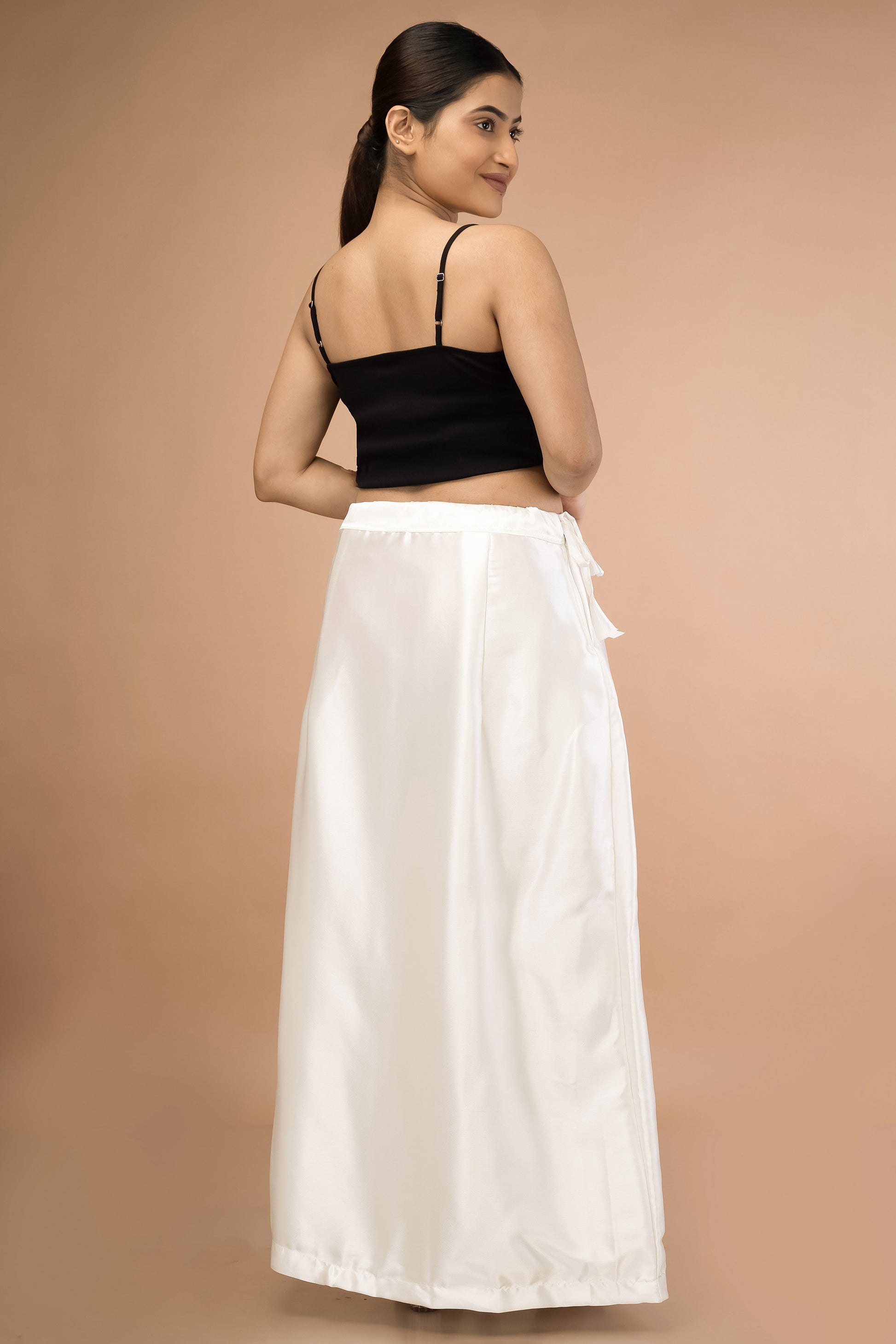 White Classic Satin Petticoat - Sarla Creations