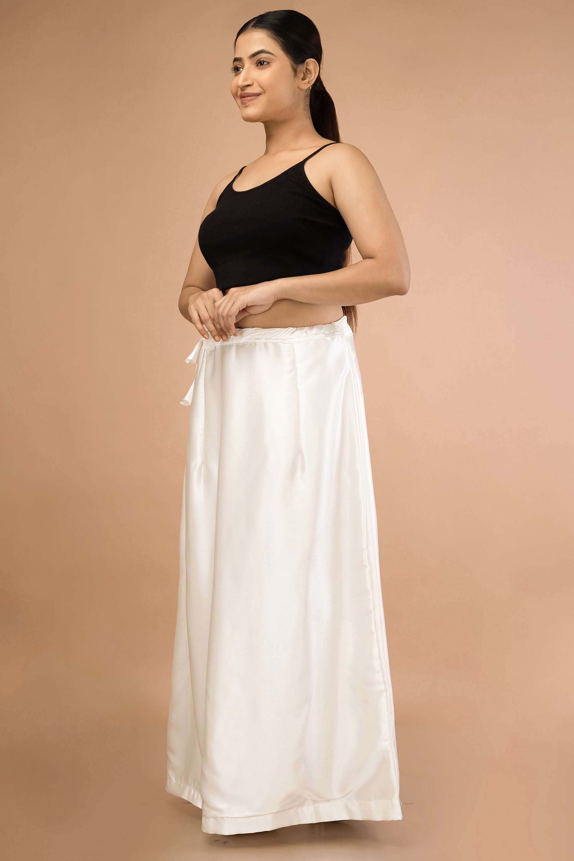 White Classic Satin Petticoat - Sarla Creations