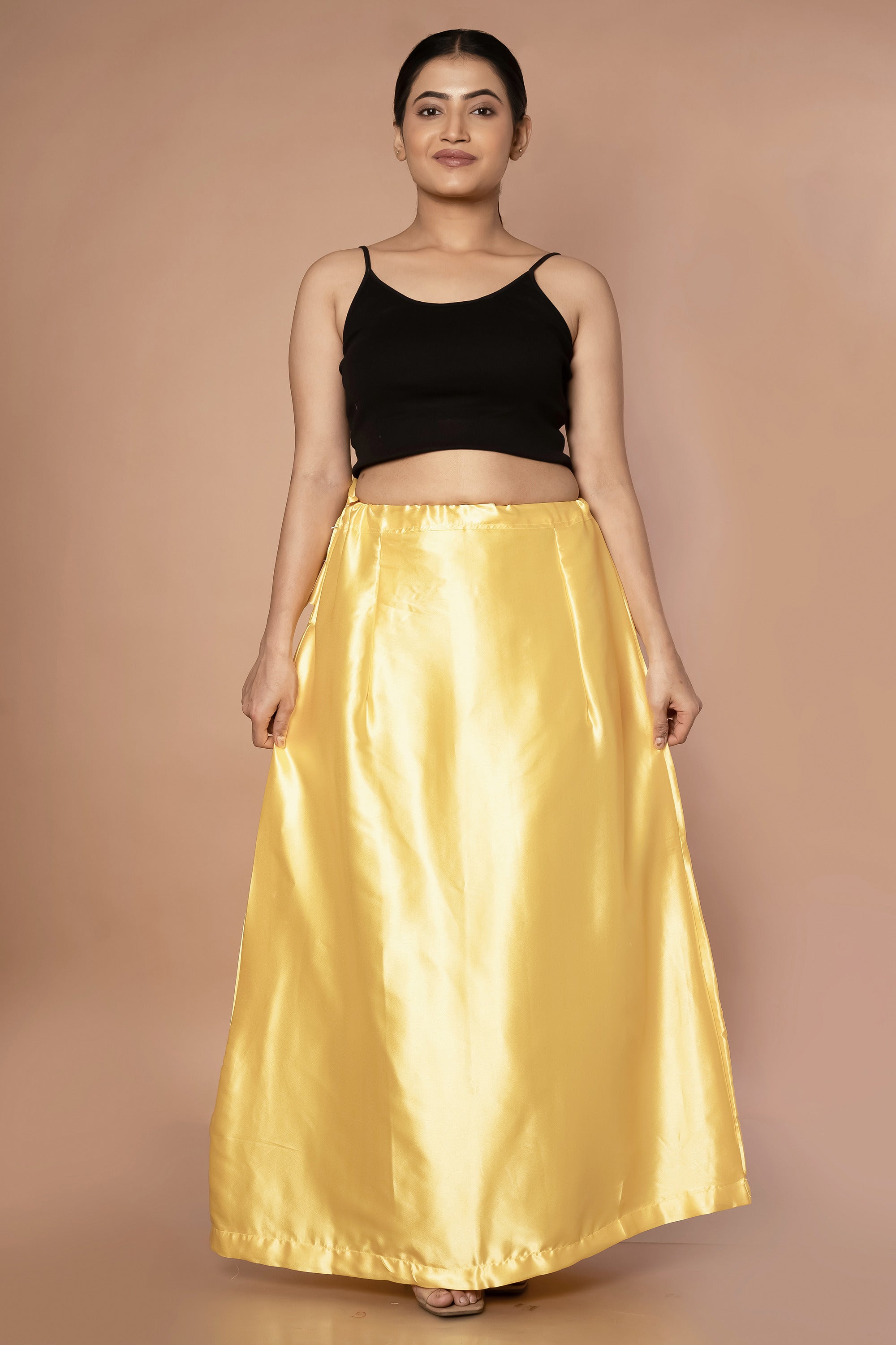 Yellow Sunflower Satin Petticoat - Sarla Creations