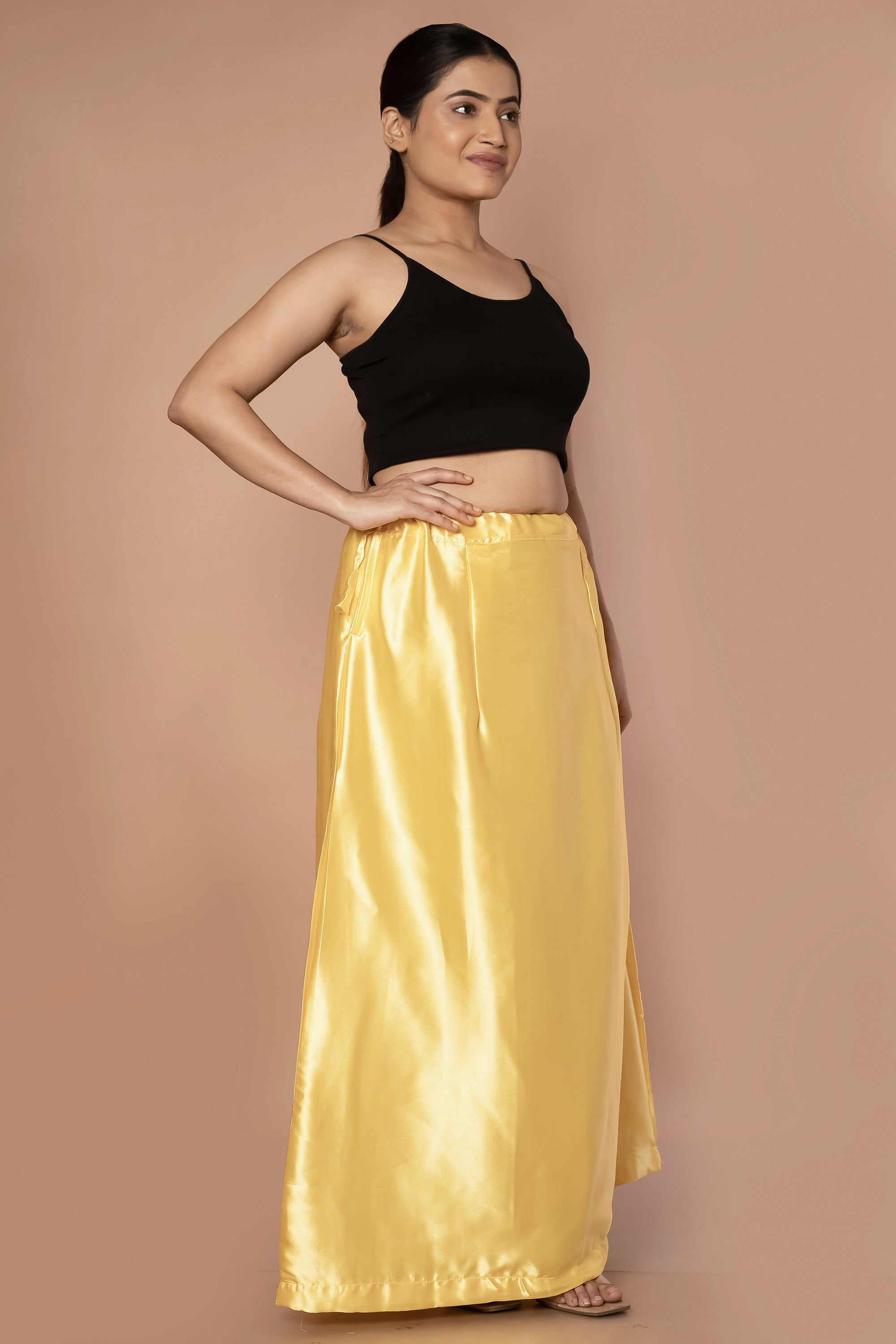 Yellow Sunflower Satin Petticoat - Sarla Creations