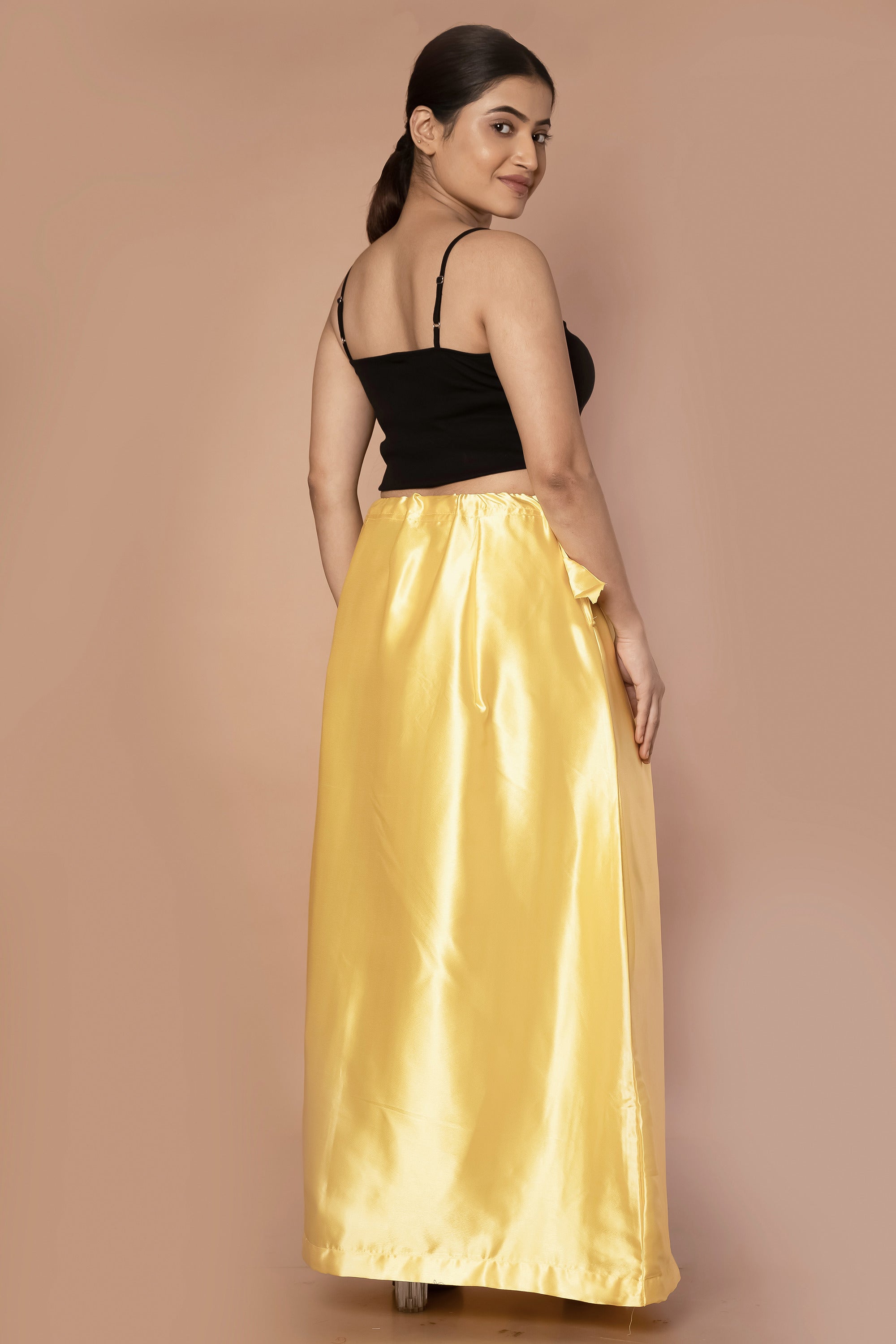 Yellow Sunflower Satin Petticoat - Sarla Creations