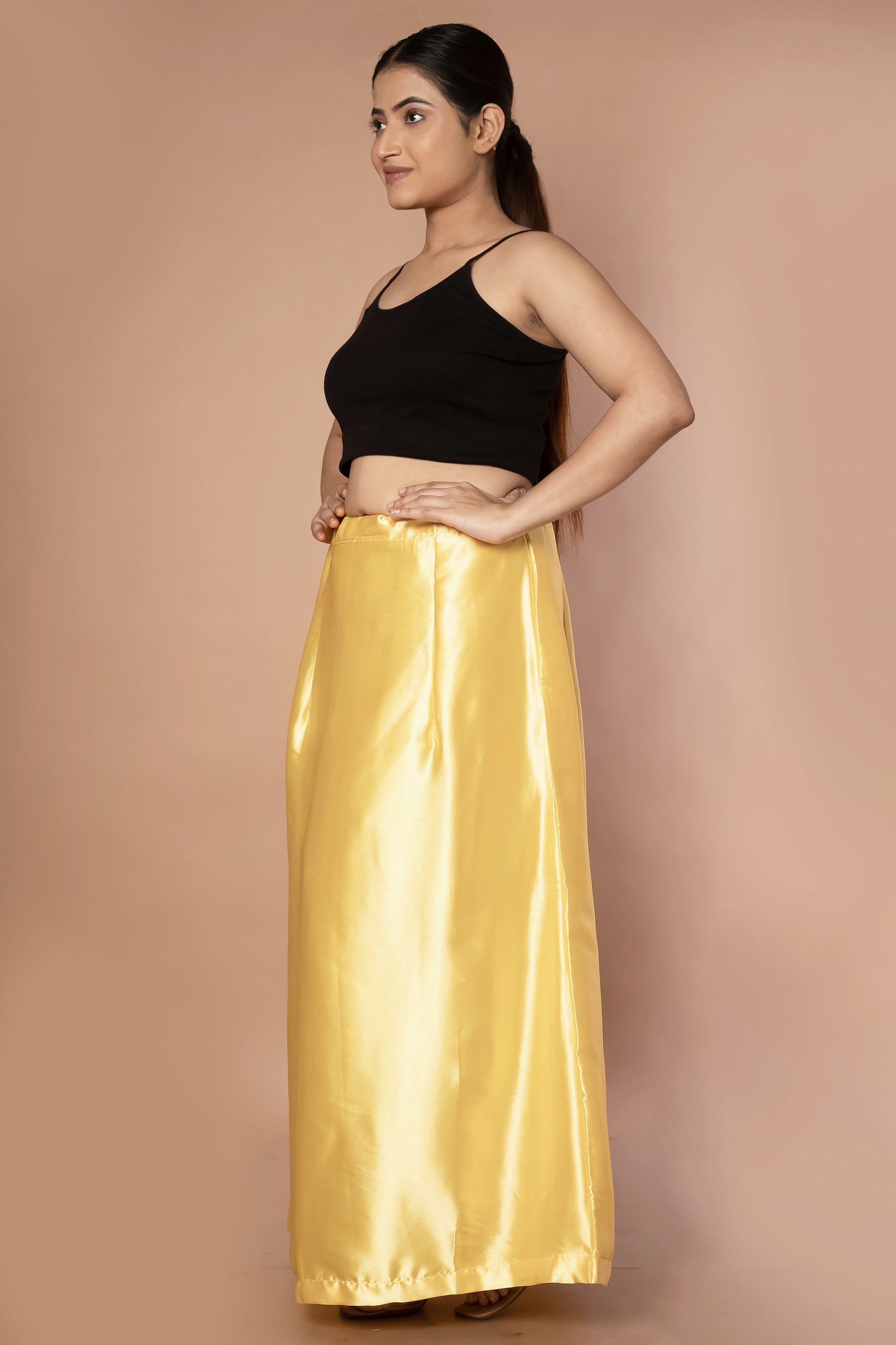 Yellow Sunflower Satin Petticoat - Sarla Creations