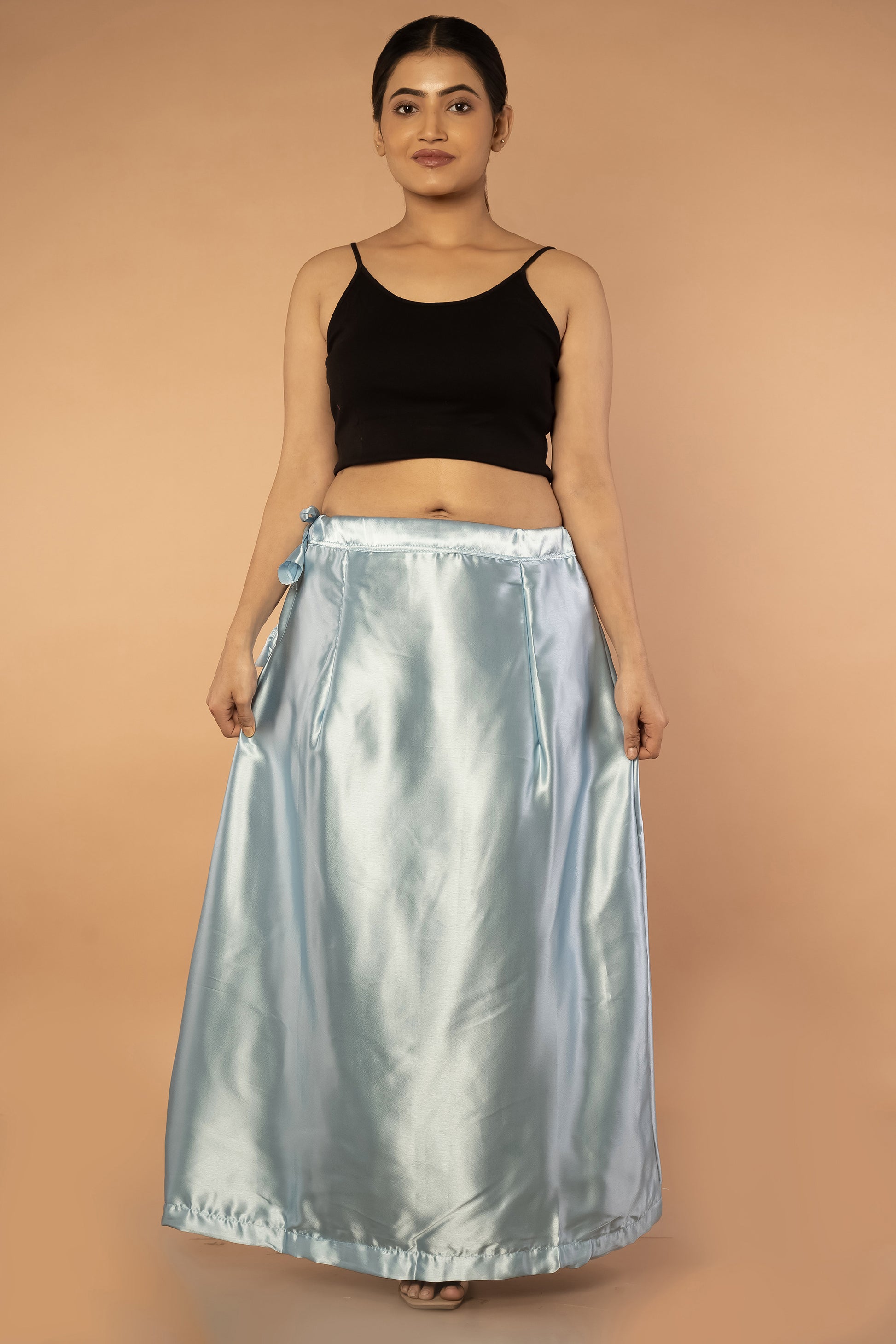 Blue Powder Satin Petticoat - Sarla Creations
