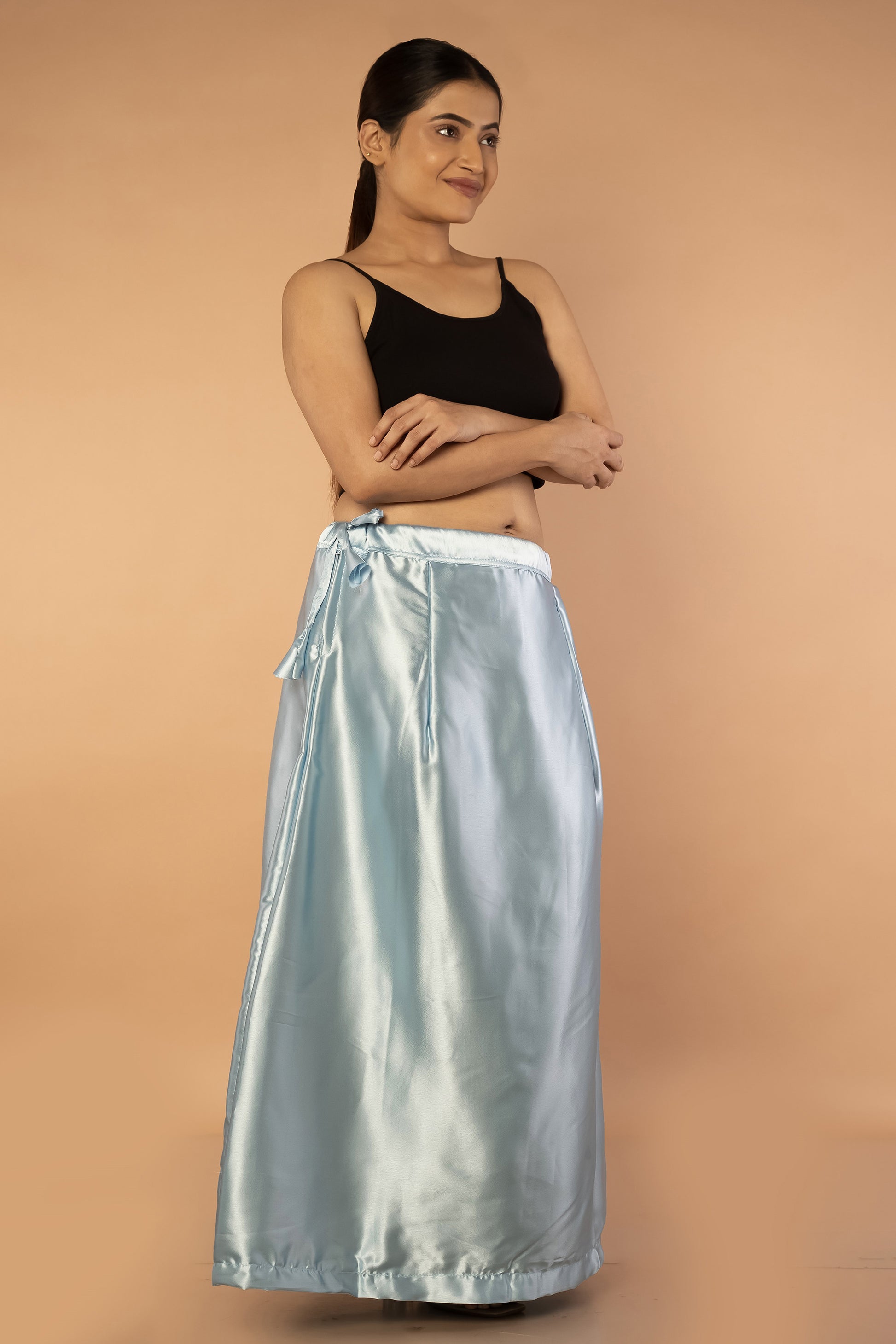 Blue Powder Satin Petticoat - Sarla Creations