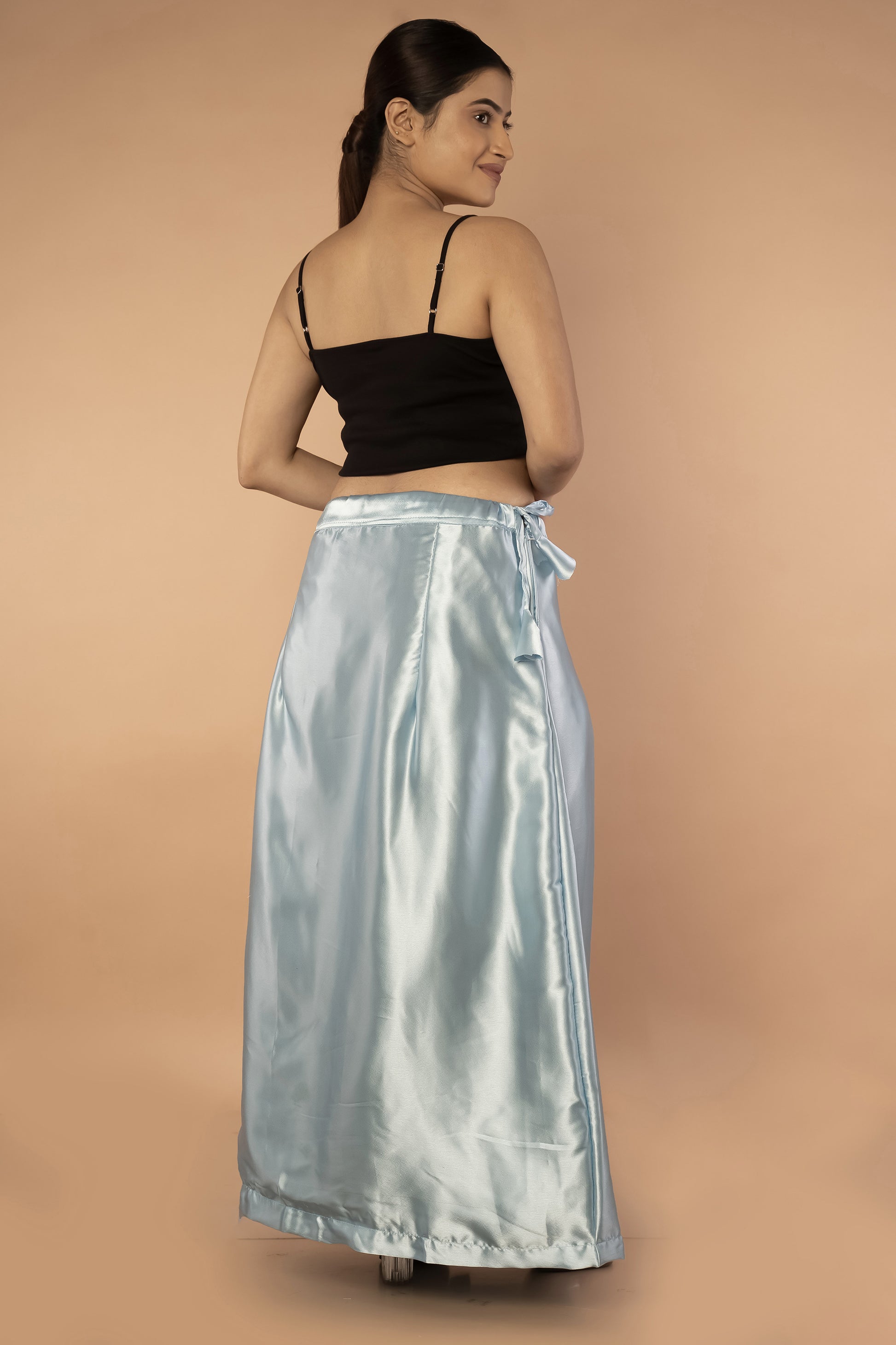 Blue Powder Satin Petticoat - Sarla Creations