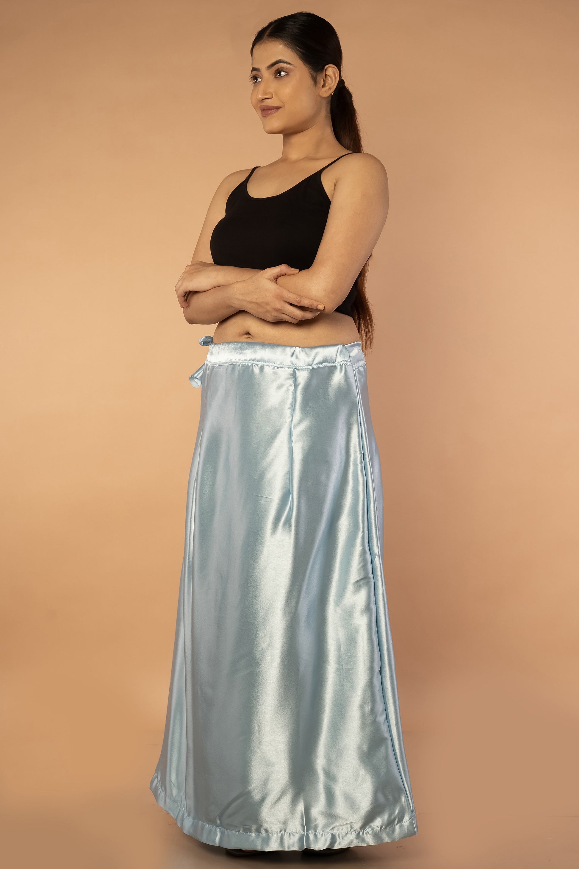 Blue Powder Satin Petticoat - Sarla Creations
