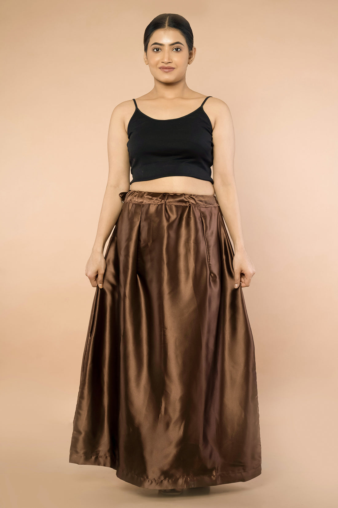 Chocolate Satin Petticoat - Sarla Creations