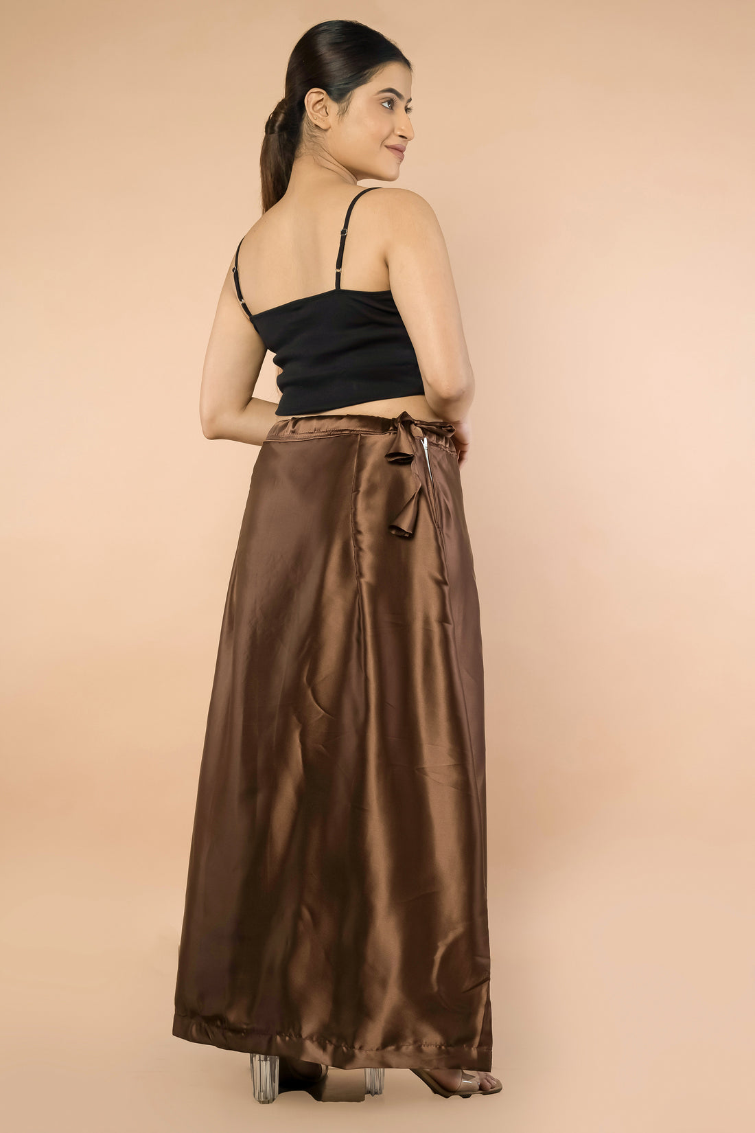 Chocolate Satin Petticoat - Sarla Creations