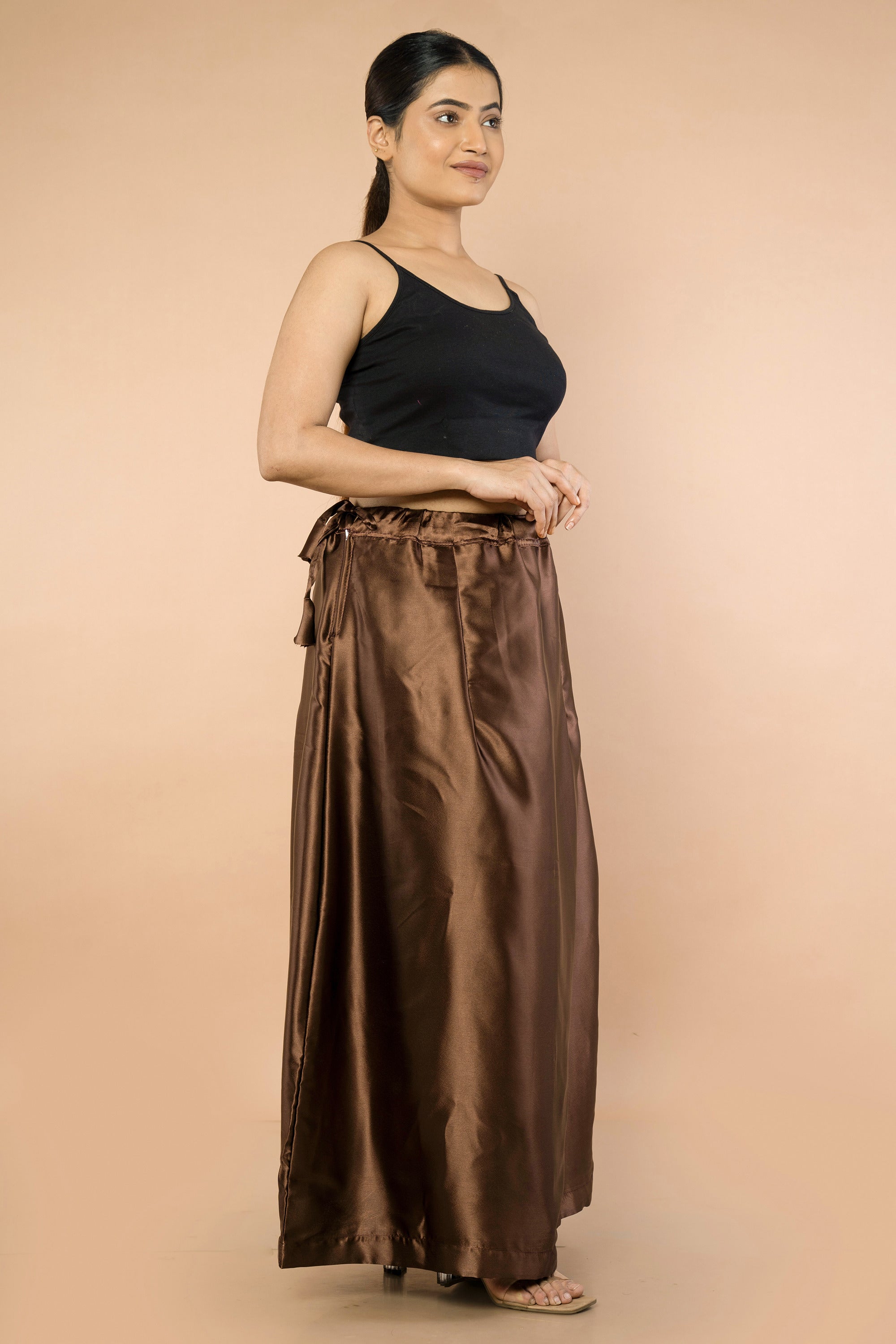 Chocolate Satin Petticoat - Sarla Creations