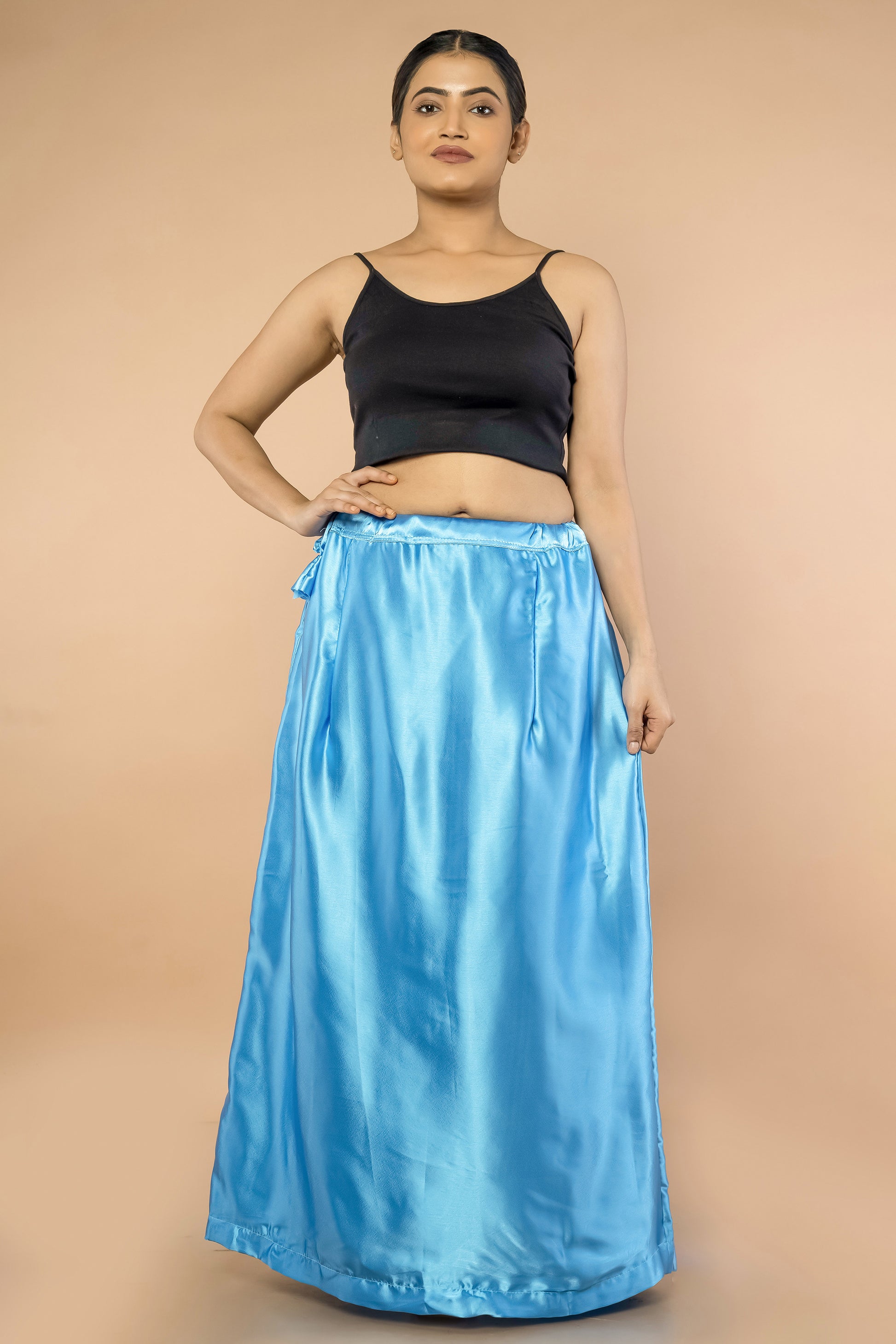 Blue Classic Satin Petticoat - Sarla Creations