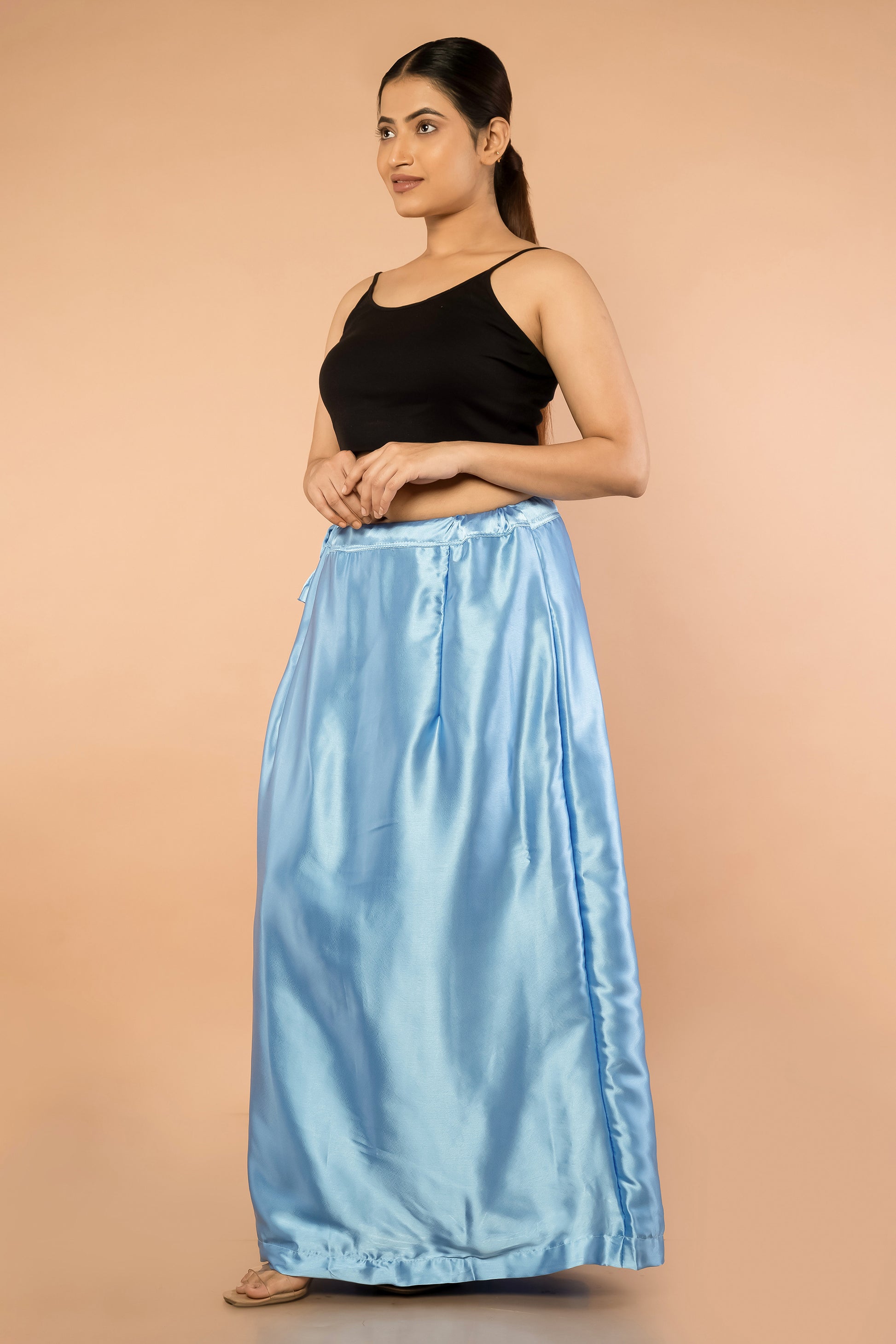 Blue Classic Satin Petticoat - Sarla Creations