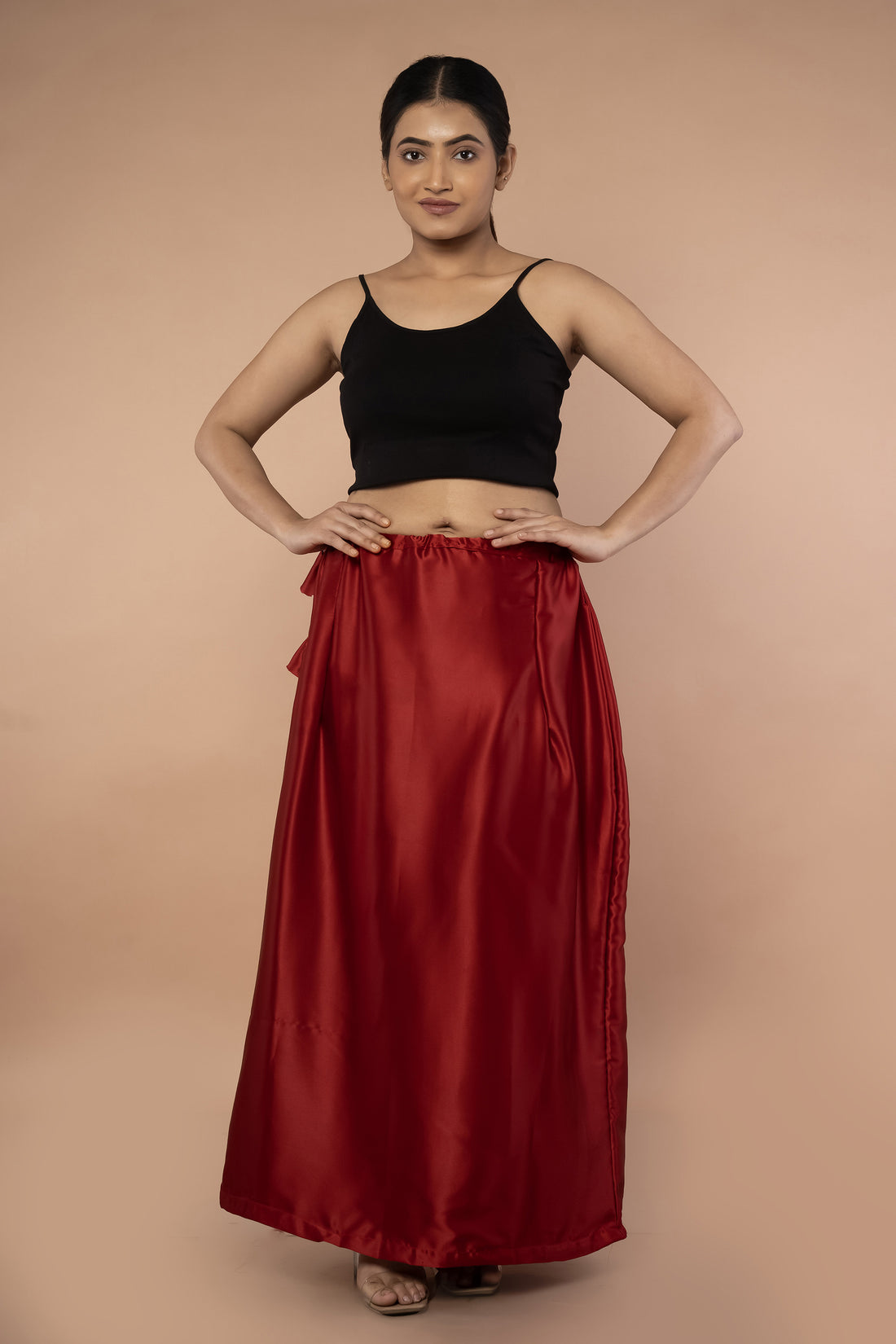 Maroon Satin Petticoat - Sarla Creations