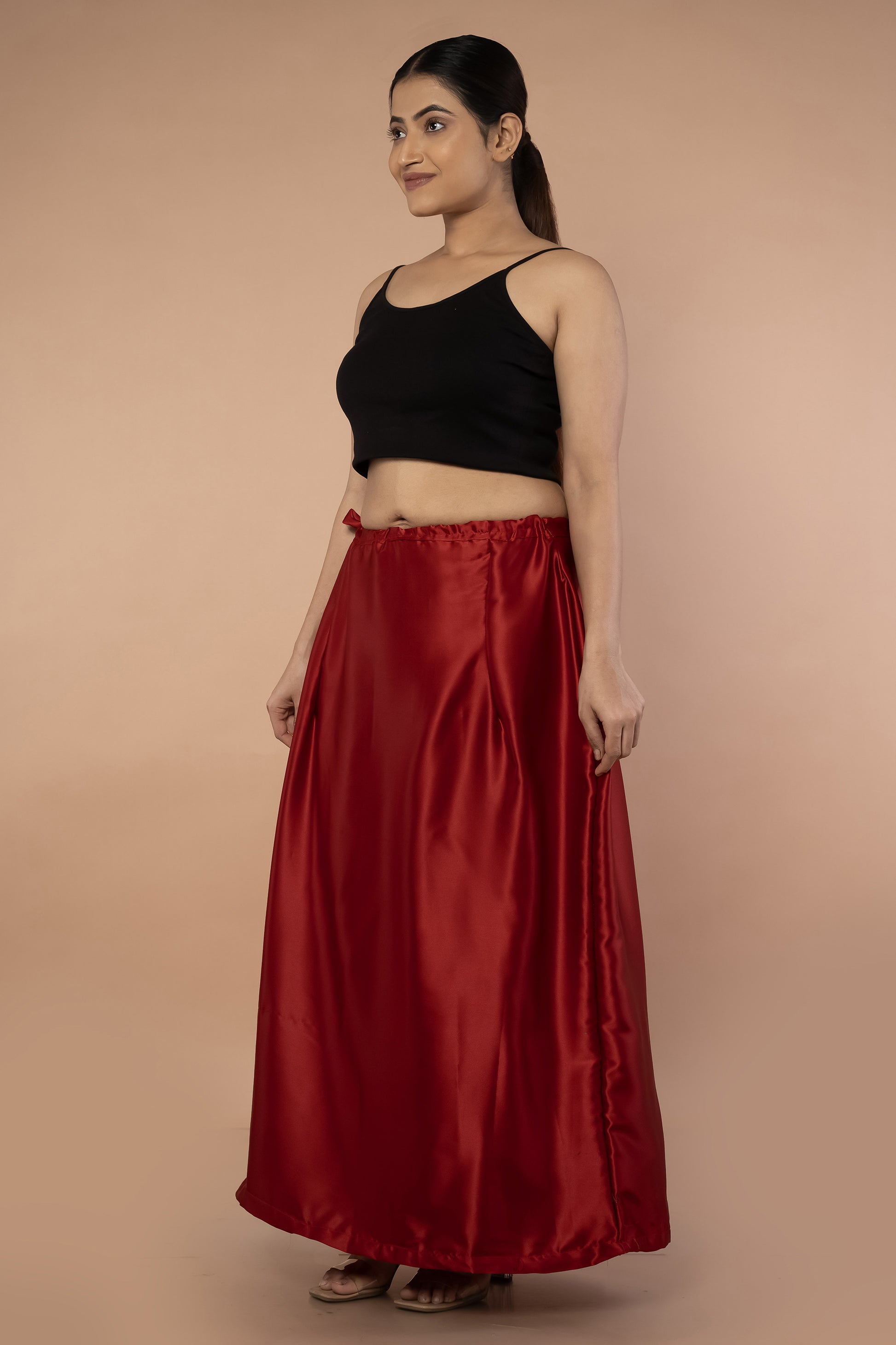 Maroon Satin Petticoat - Sarla Creations