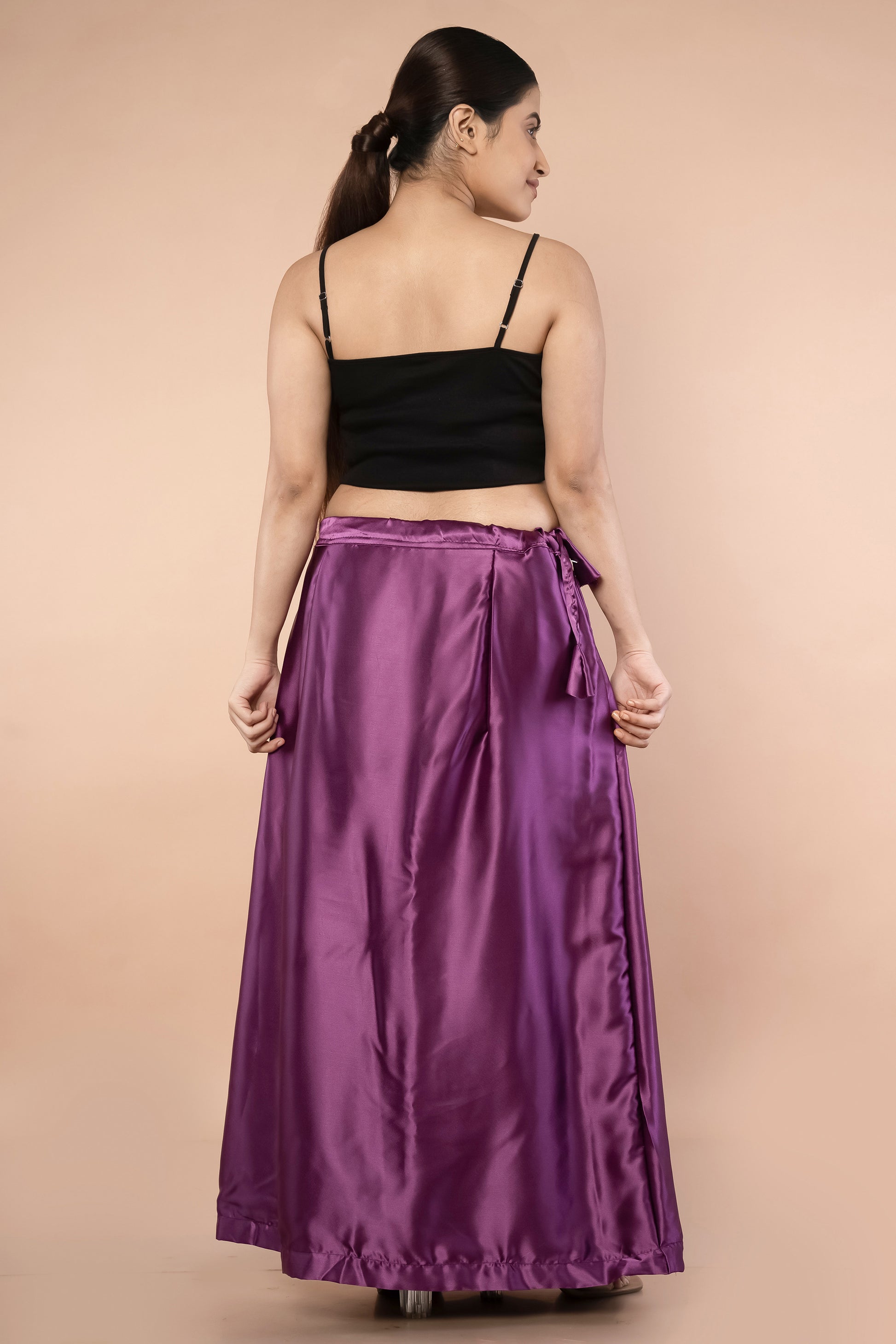 Purple Dark Satin Petticoat - Sarla Creations