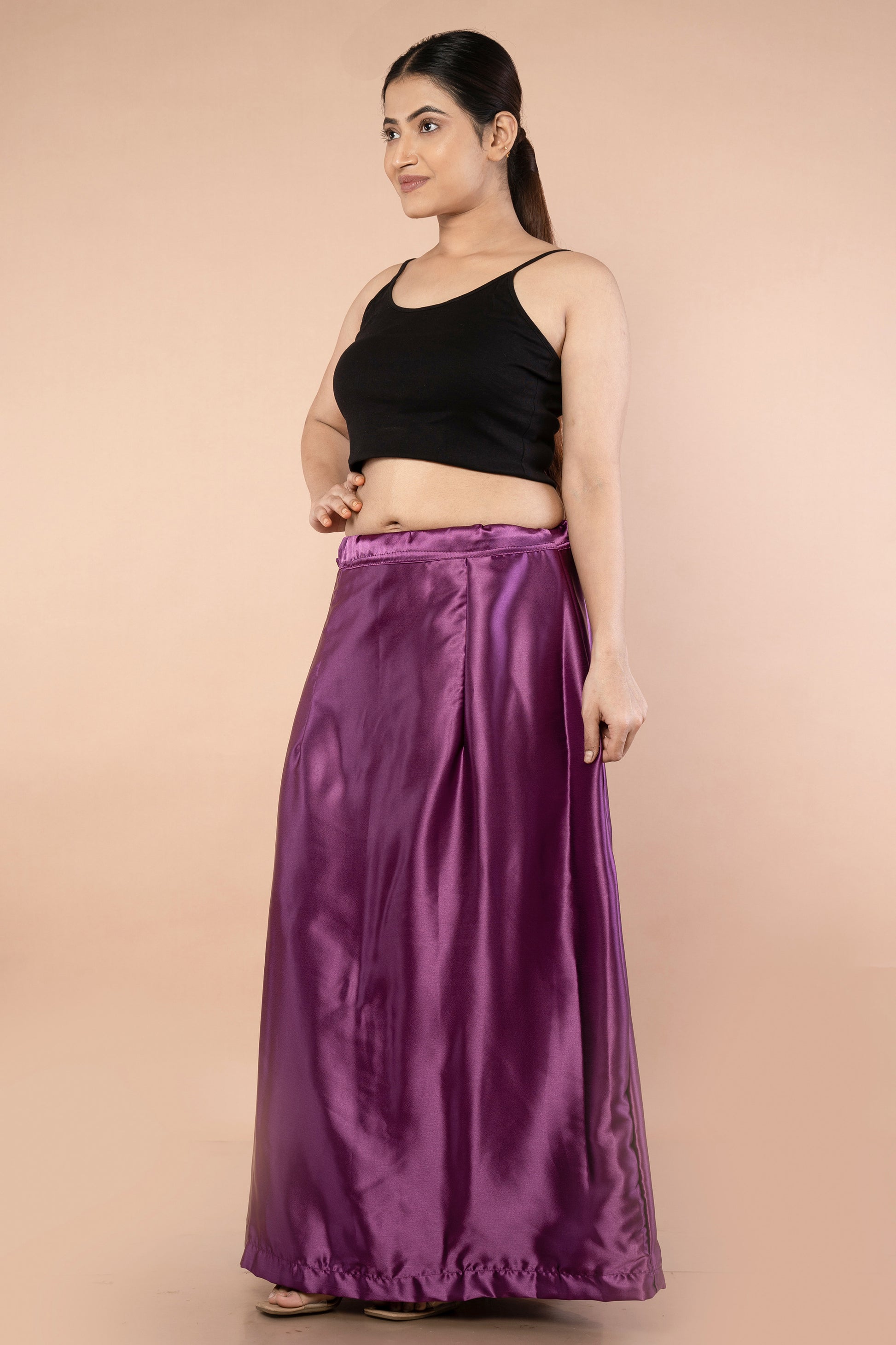 Purple Dark Satin Petticoat - Sarla Creations