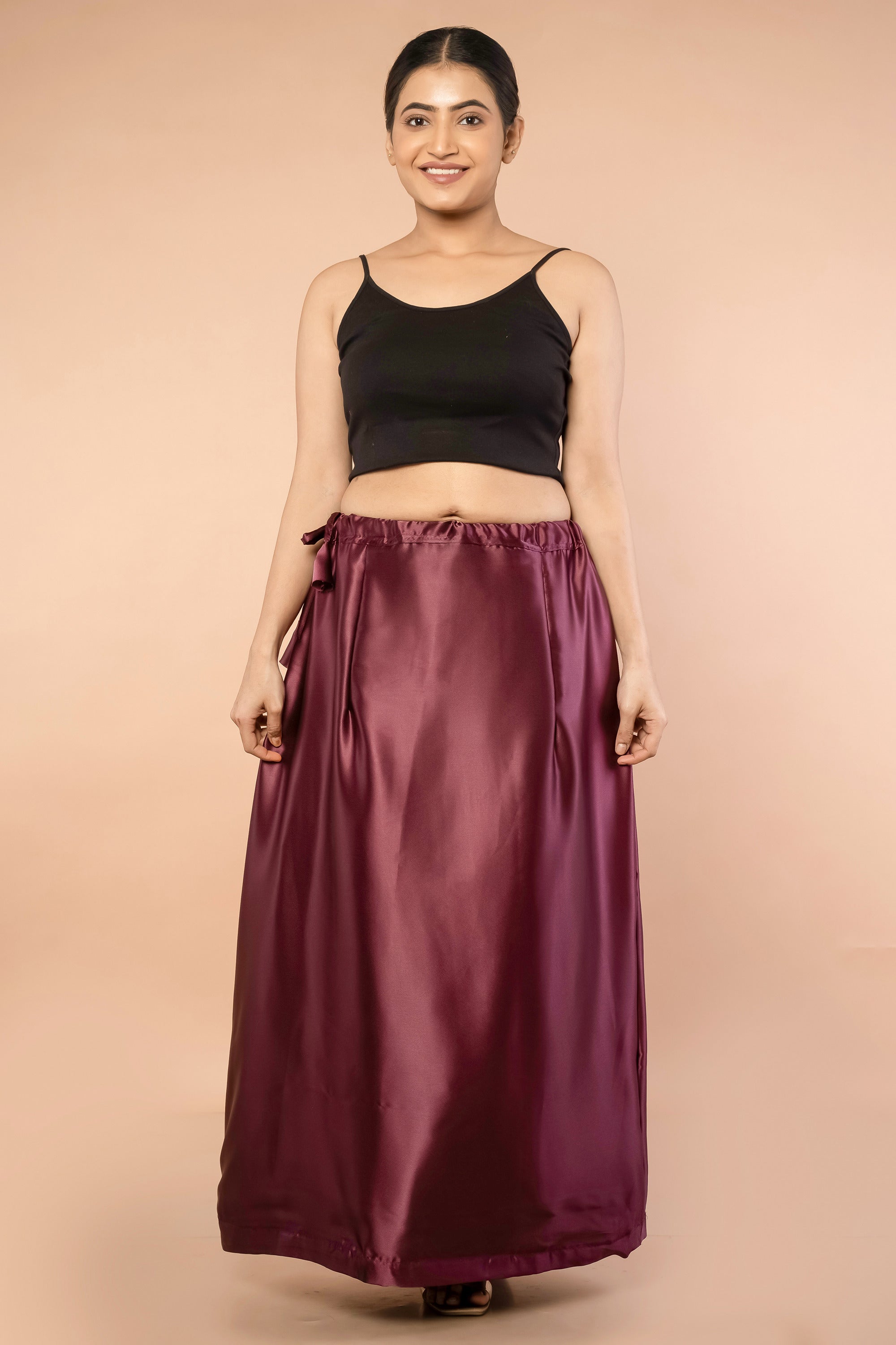 Wine Satin Petticoat - Sarla Creations