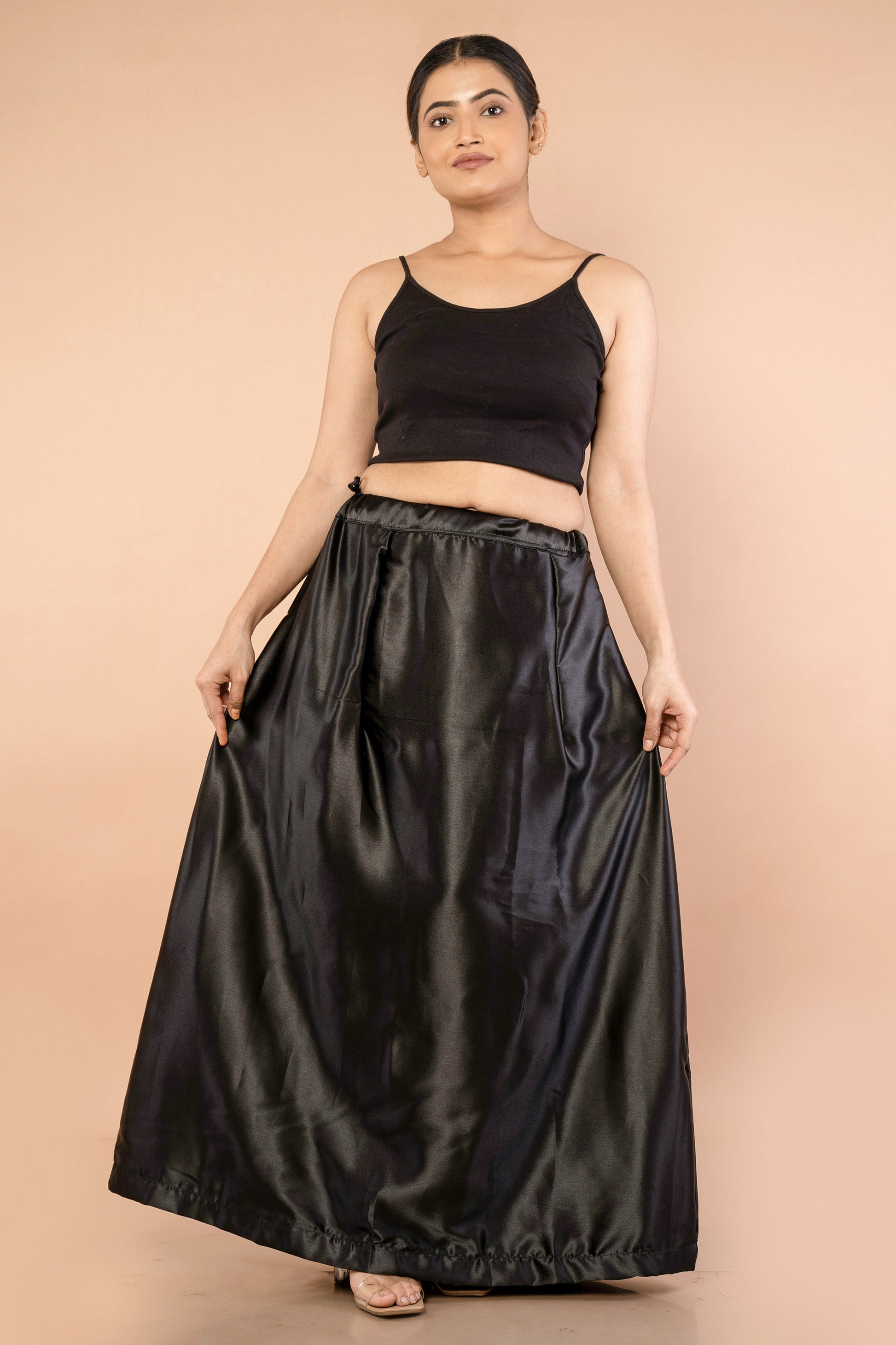 Black Satin Petticoat - Sarla Creations