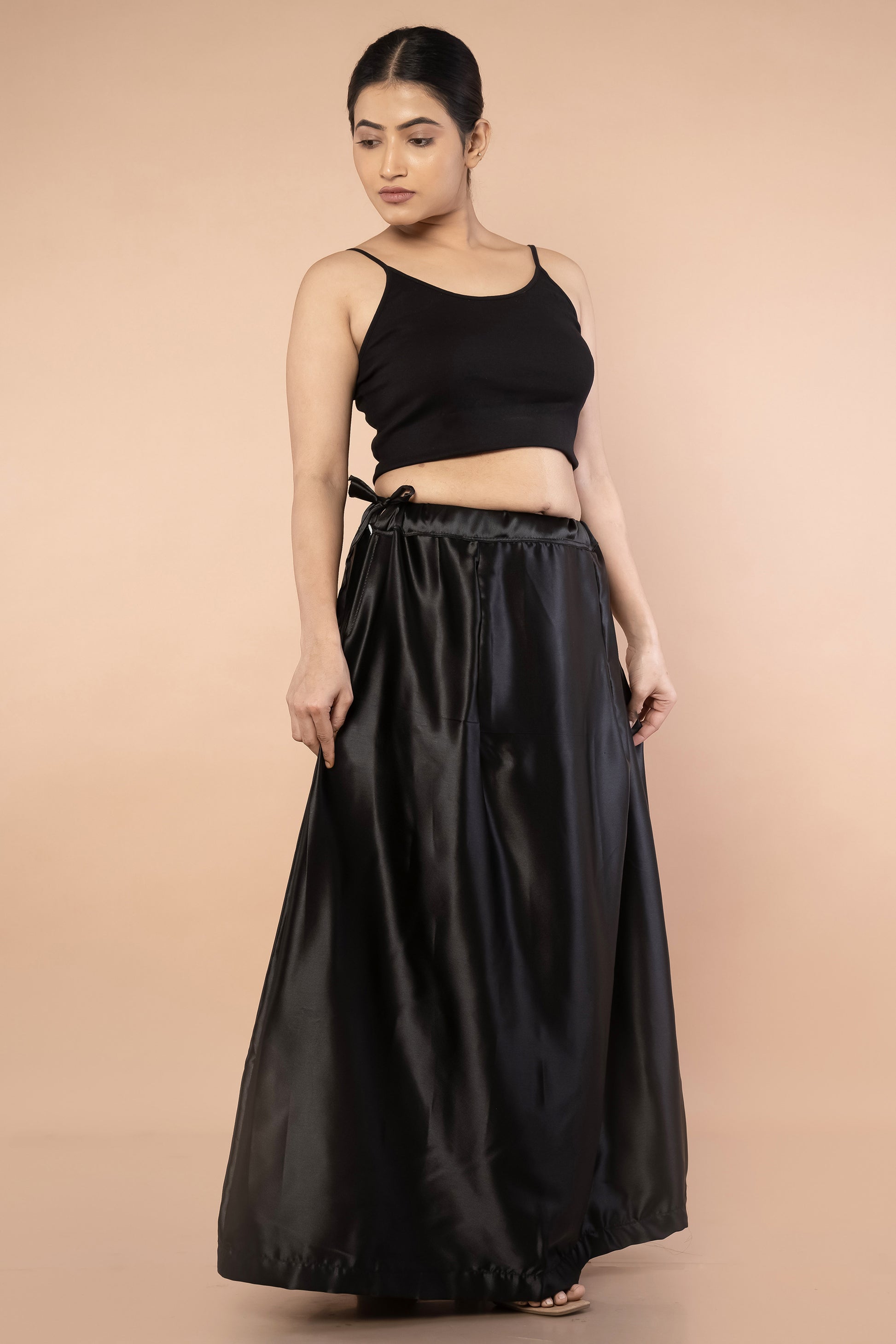 Black Satin Petticoat - Sarla Creations