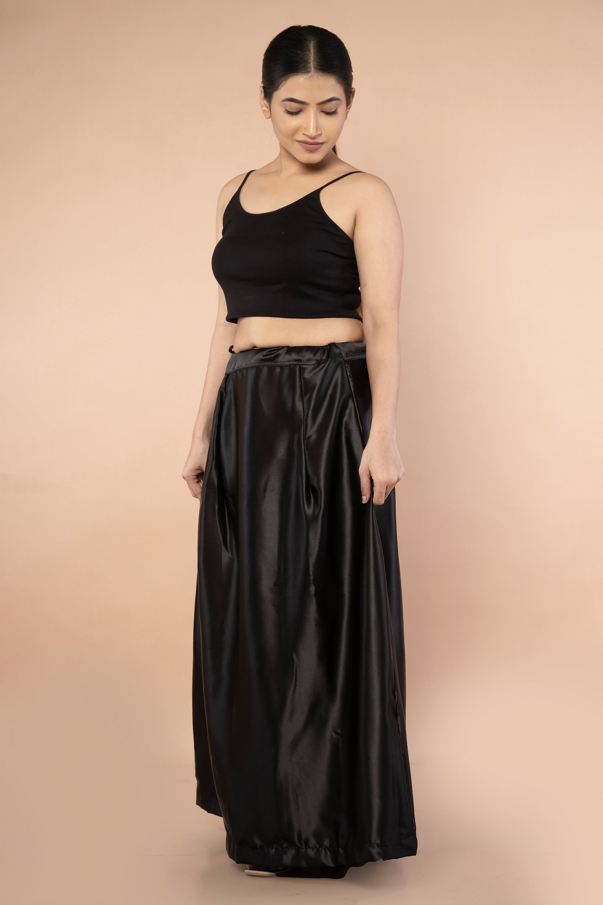 Black Satin Petticoat - Sarla Creations