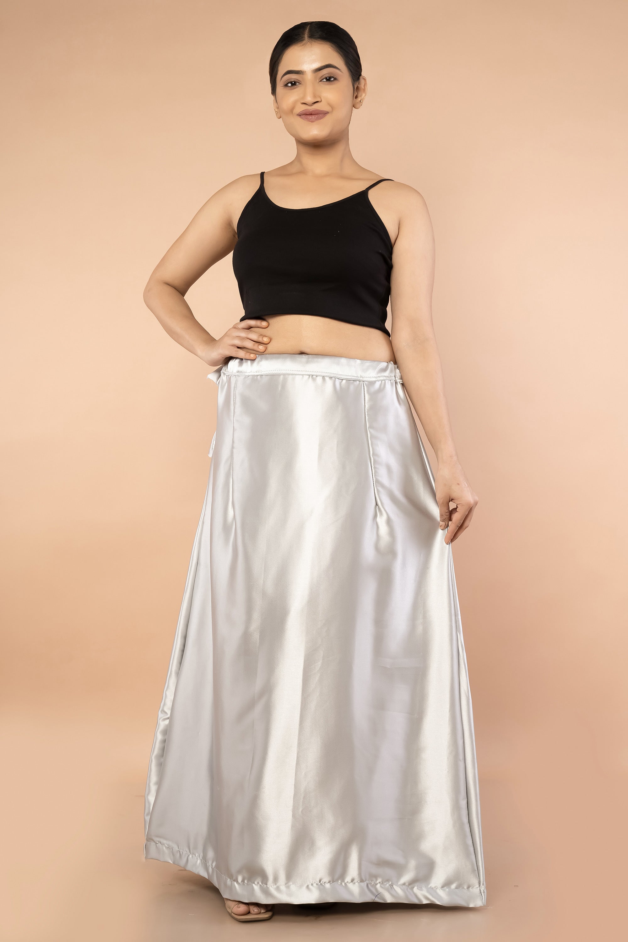 Grey Light Satin Petticoat - Sarla Creations