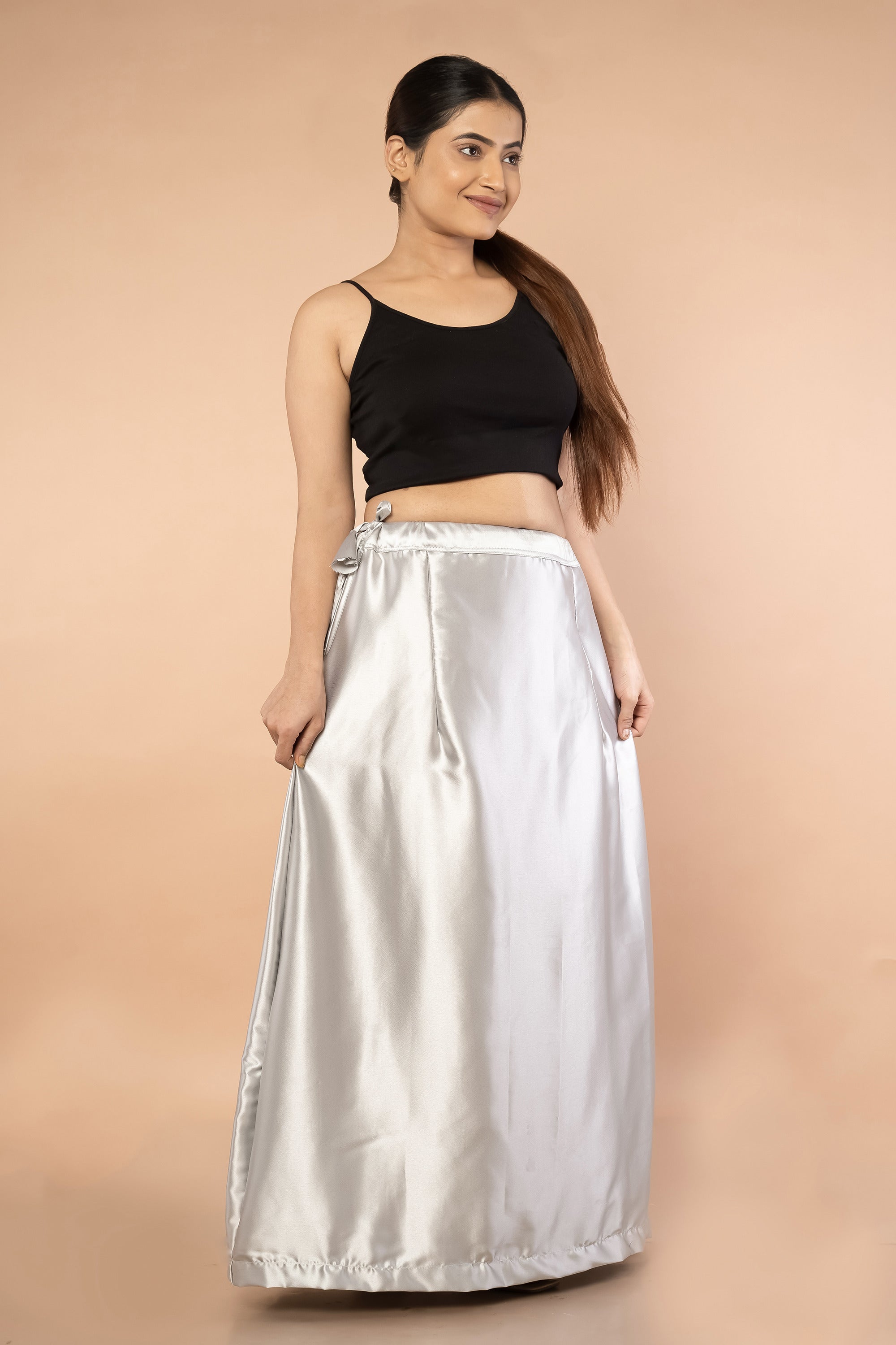 Grey Light Satin Petticoat - Sarla Creations