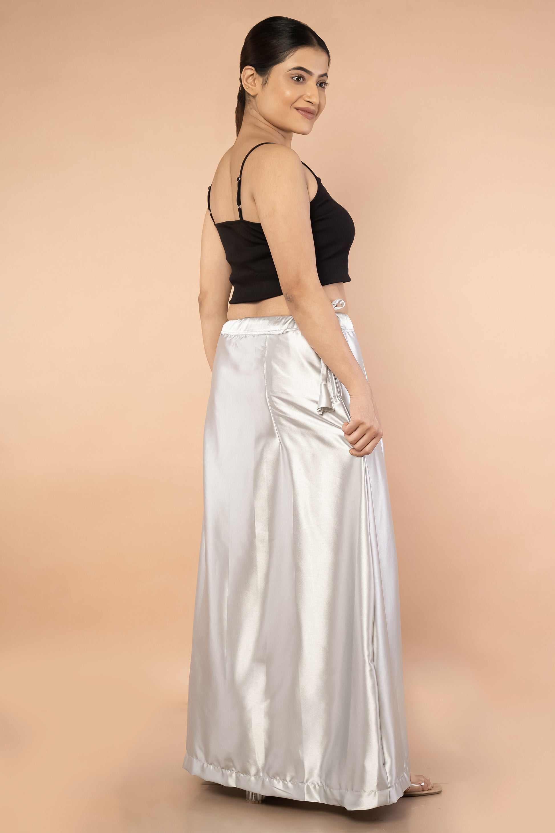 Grey Light Satin Petticoat - Sarla Creations