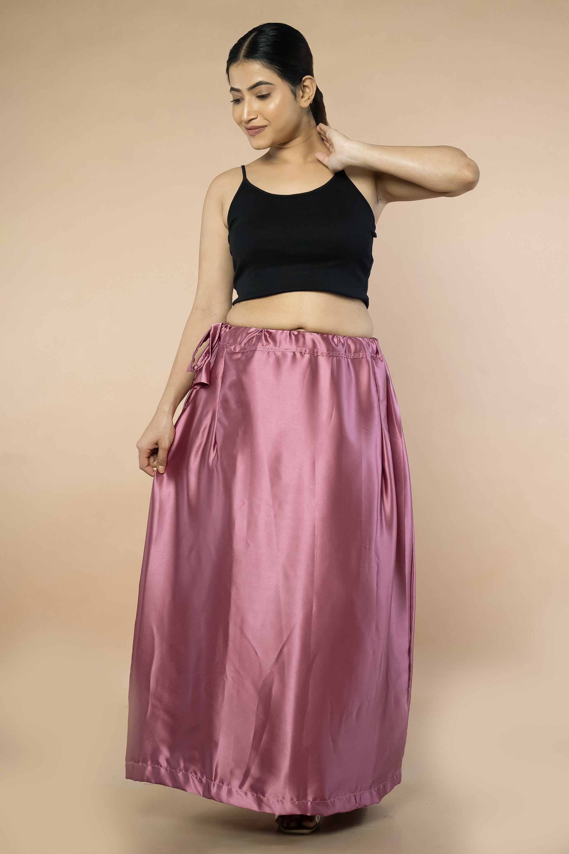 Dusky Pink Satin Petticoat - Sarla Creations