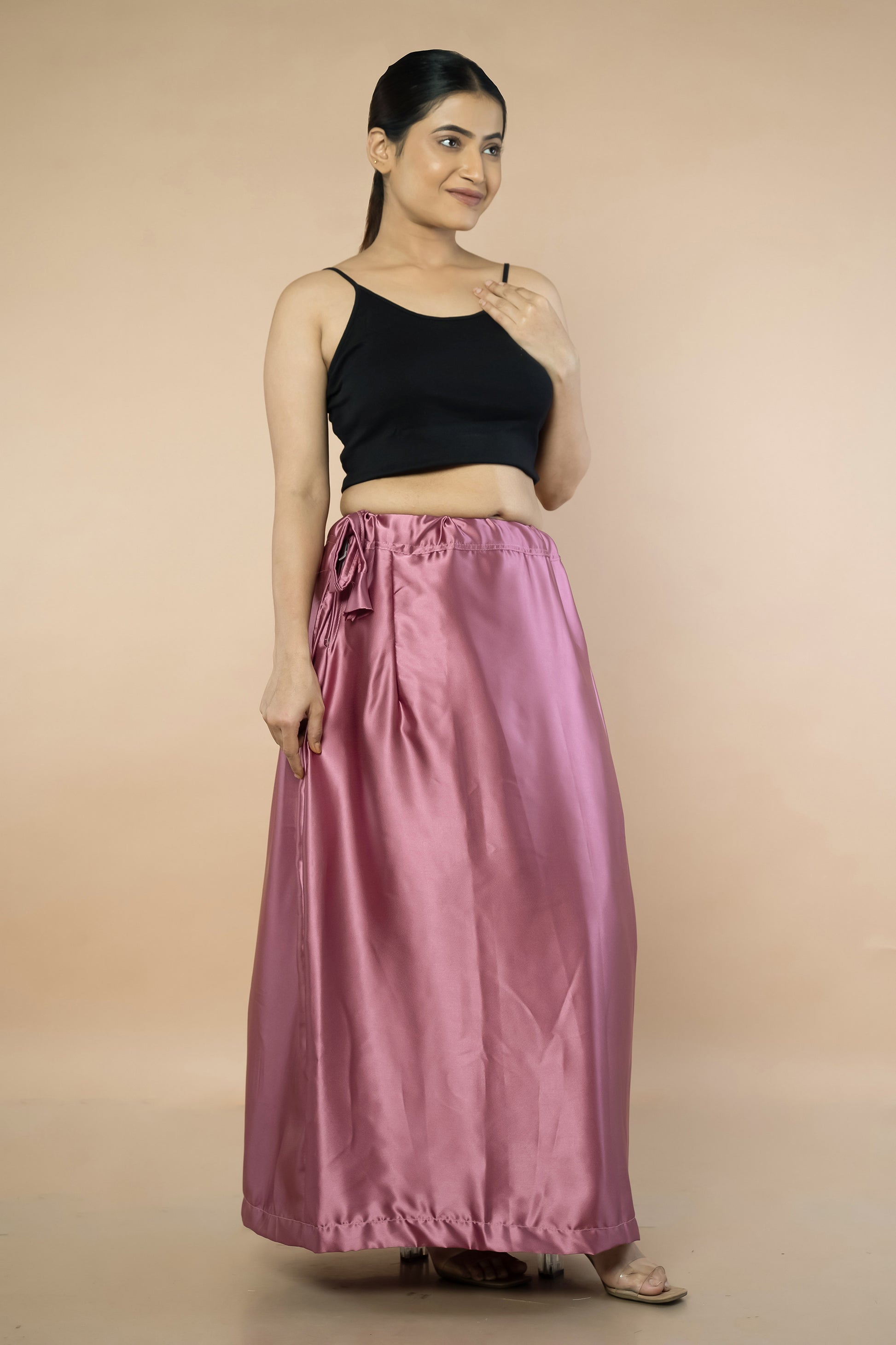 Dusky Pink Satin Petticoat - Sarla Creations