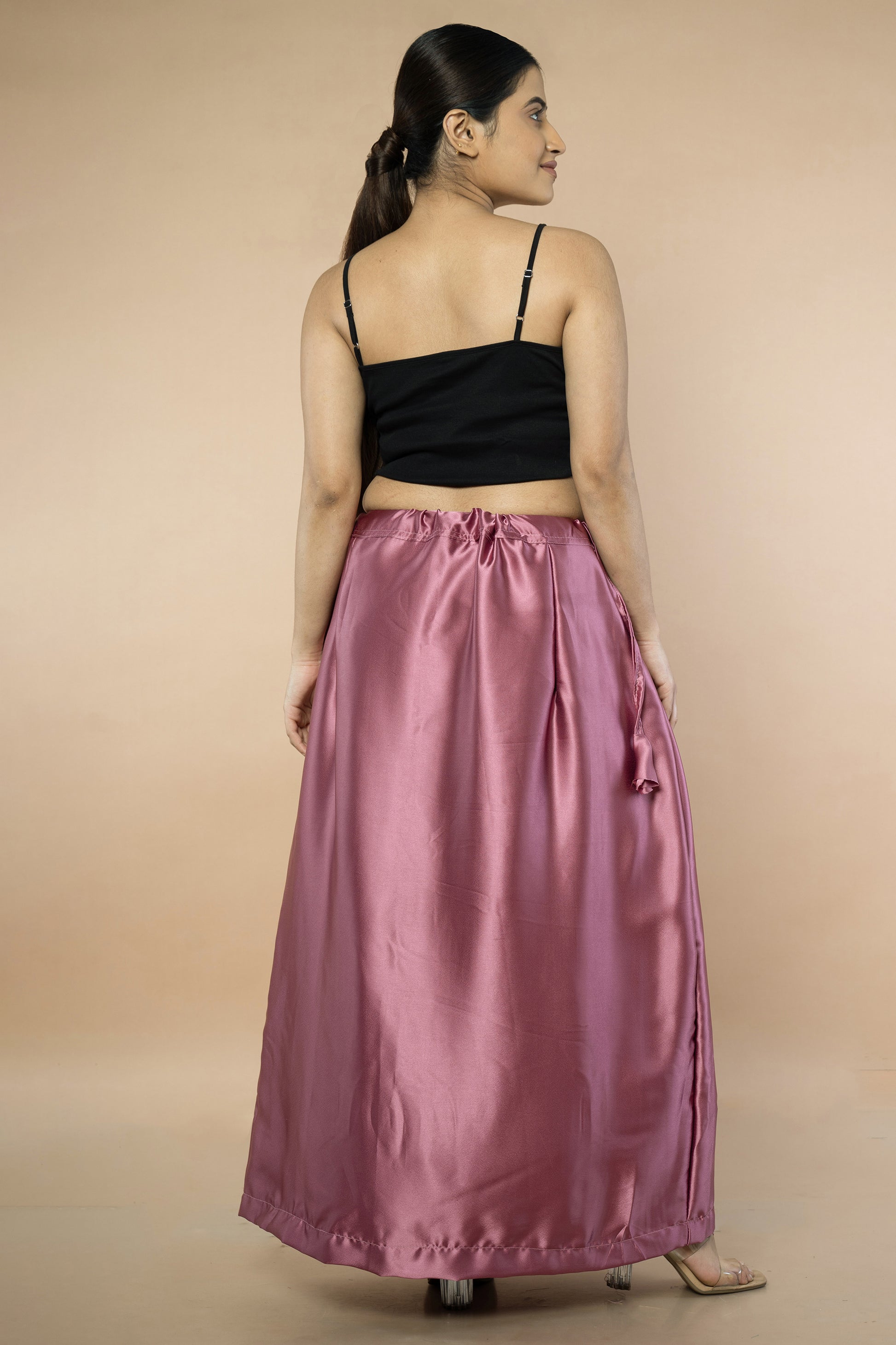 Dusky Pink Satin Petticoat - Sarla Creations