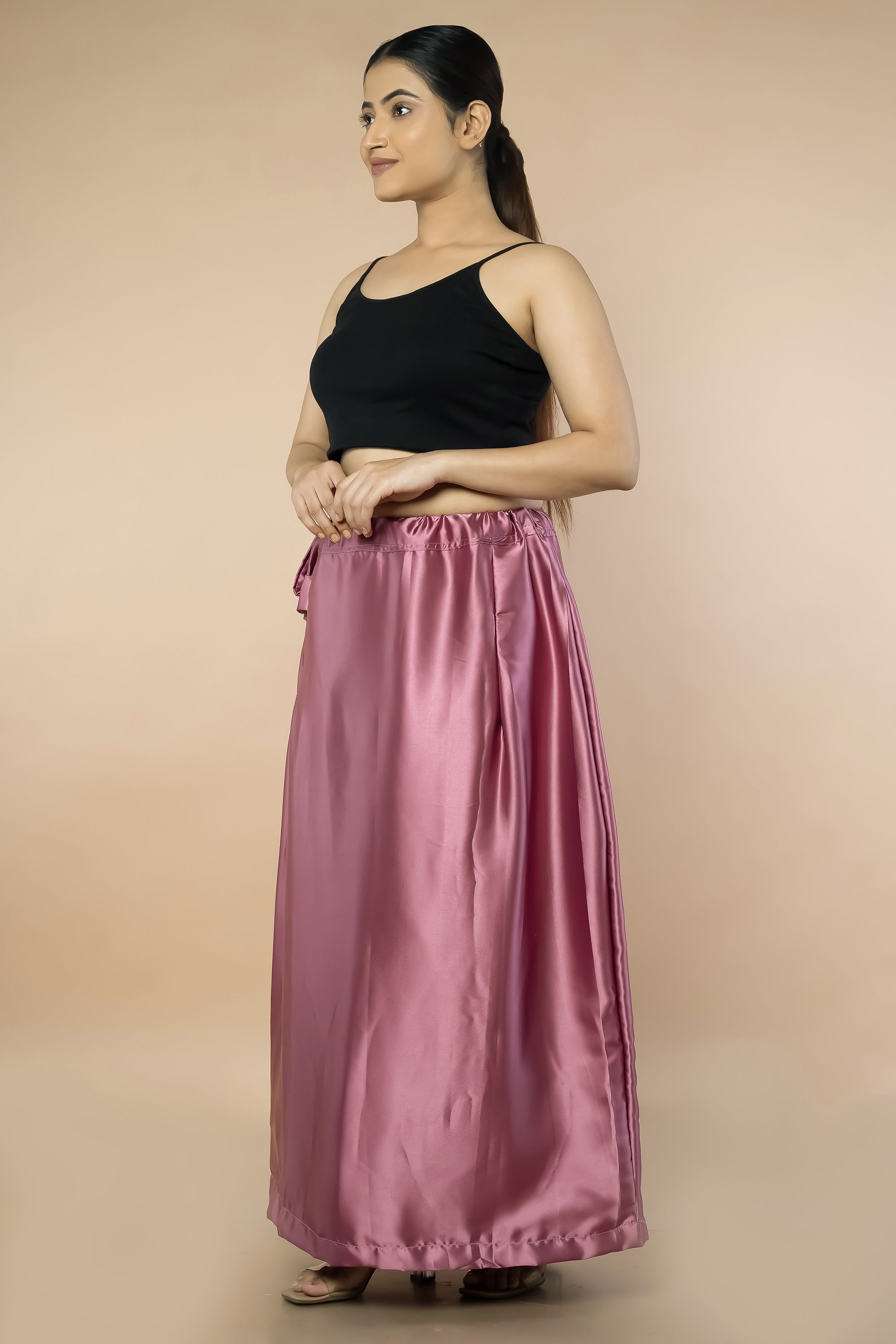 Dusky Pink Satin Petticoat - Sarla Creations