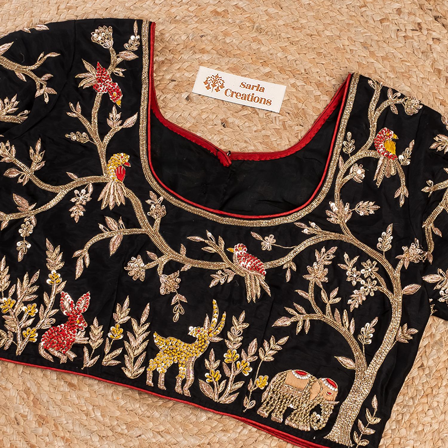 Jungle Blouse (Black) - Sarla Creations