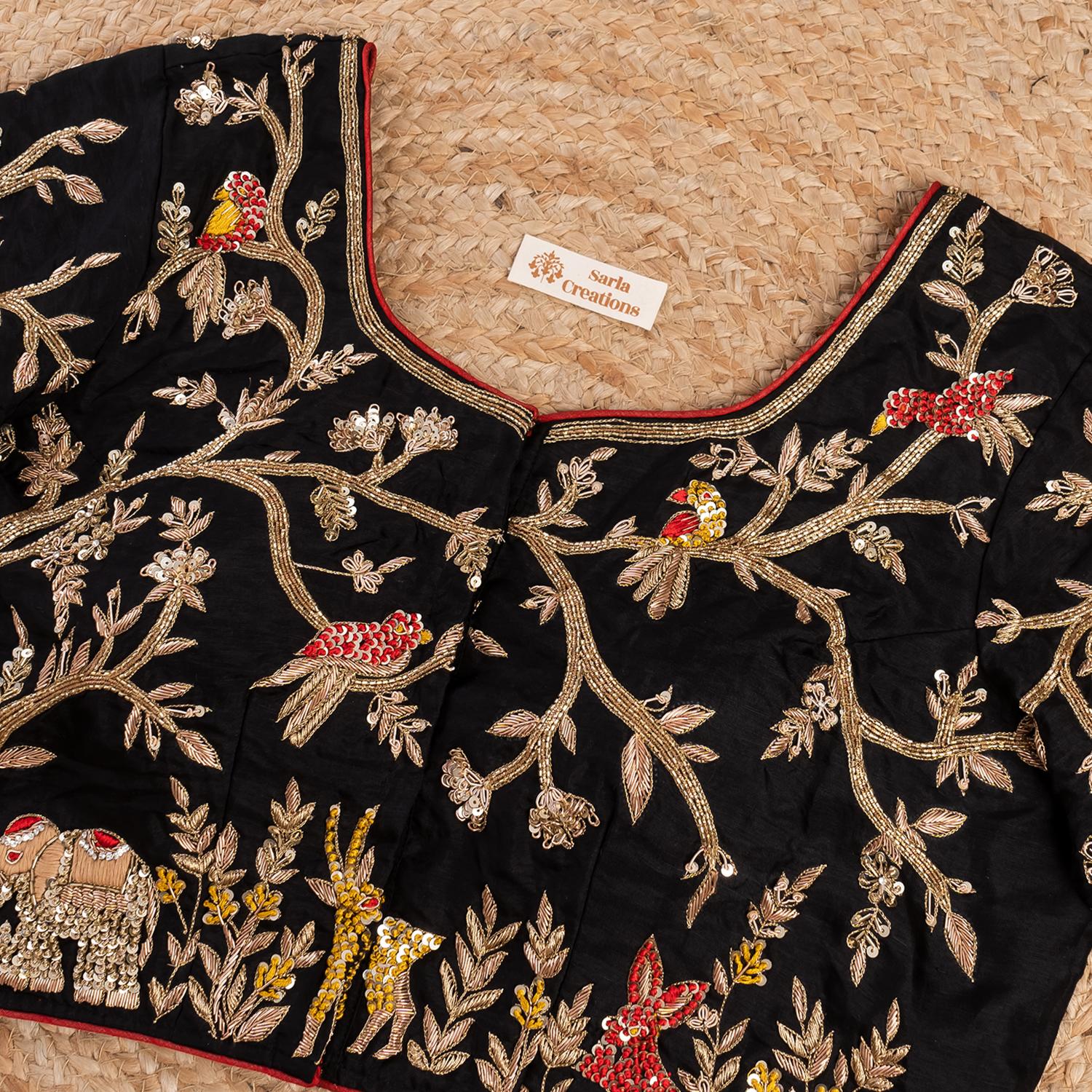 Jungle Blouse (Black) - Sarla Creations