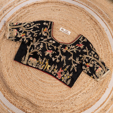 Jungle Blouse (Black) - Sarla Creations