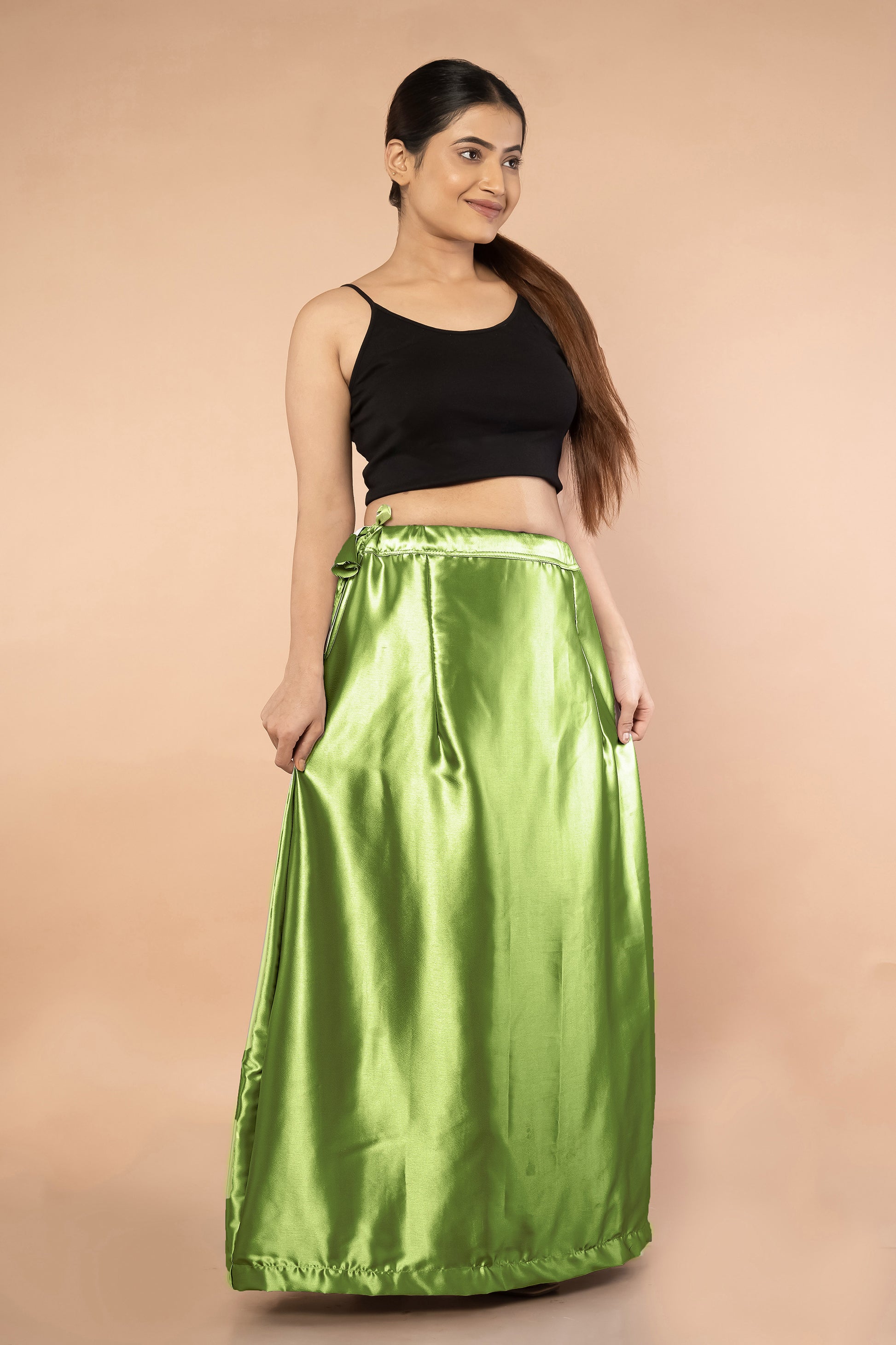 Green Light Satin Petticoat - Sarla Creations