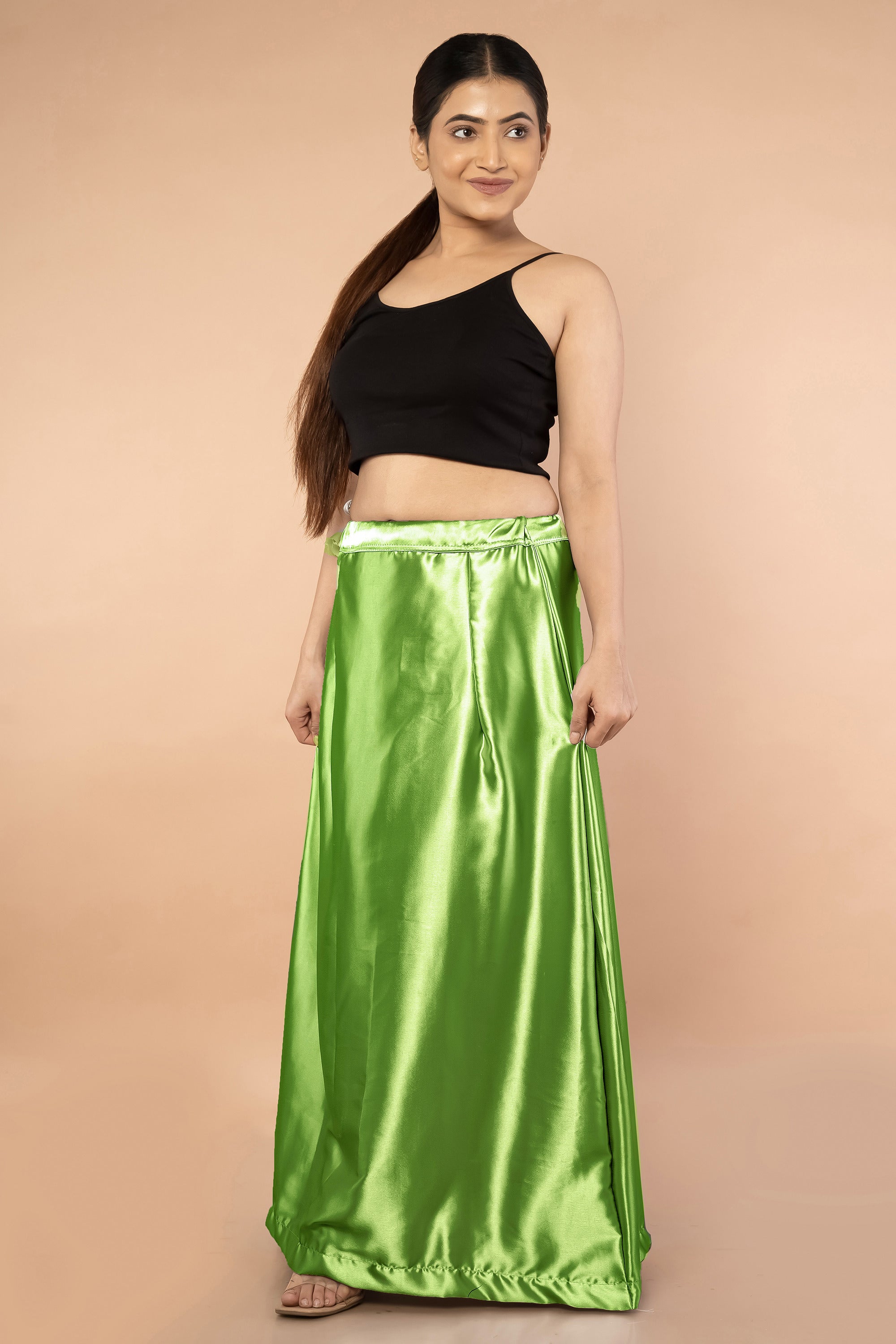 Green Light Satin Petticoat - Sarla Creations