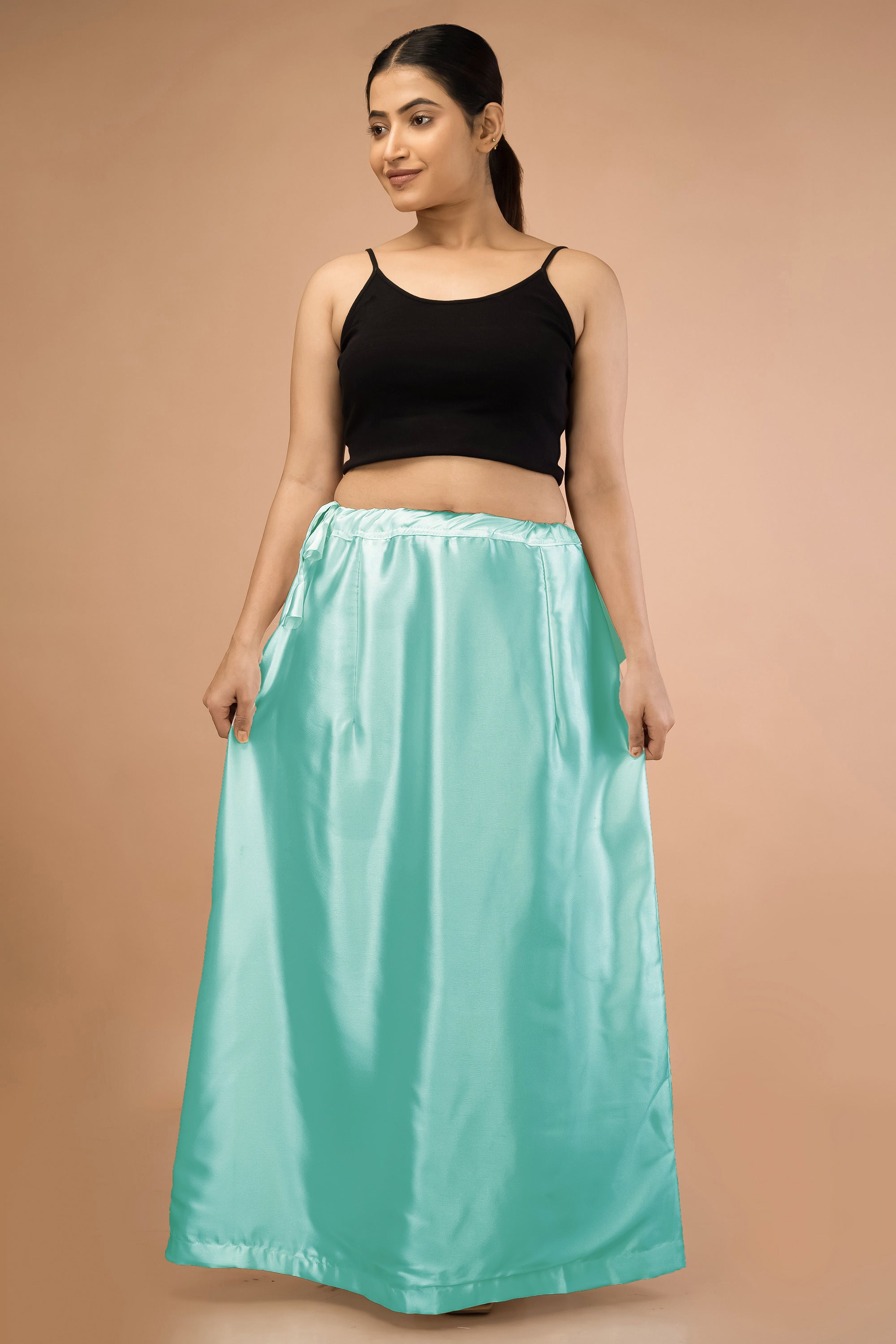 Mint Green Satin Petticoat - Sarla Creations