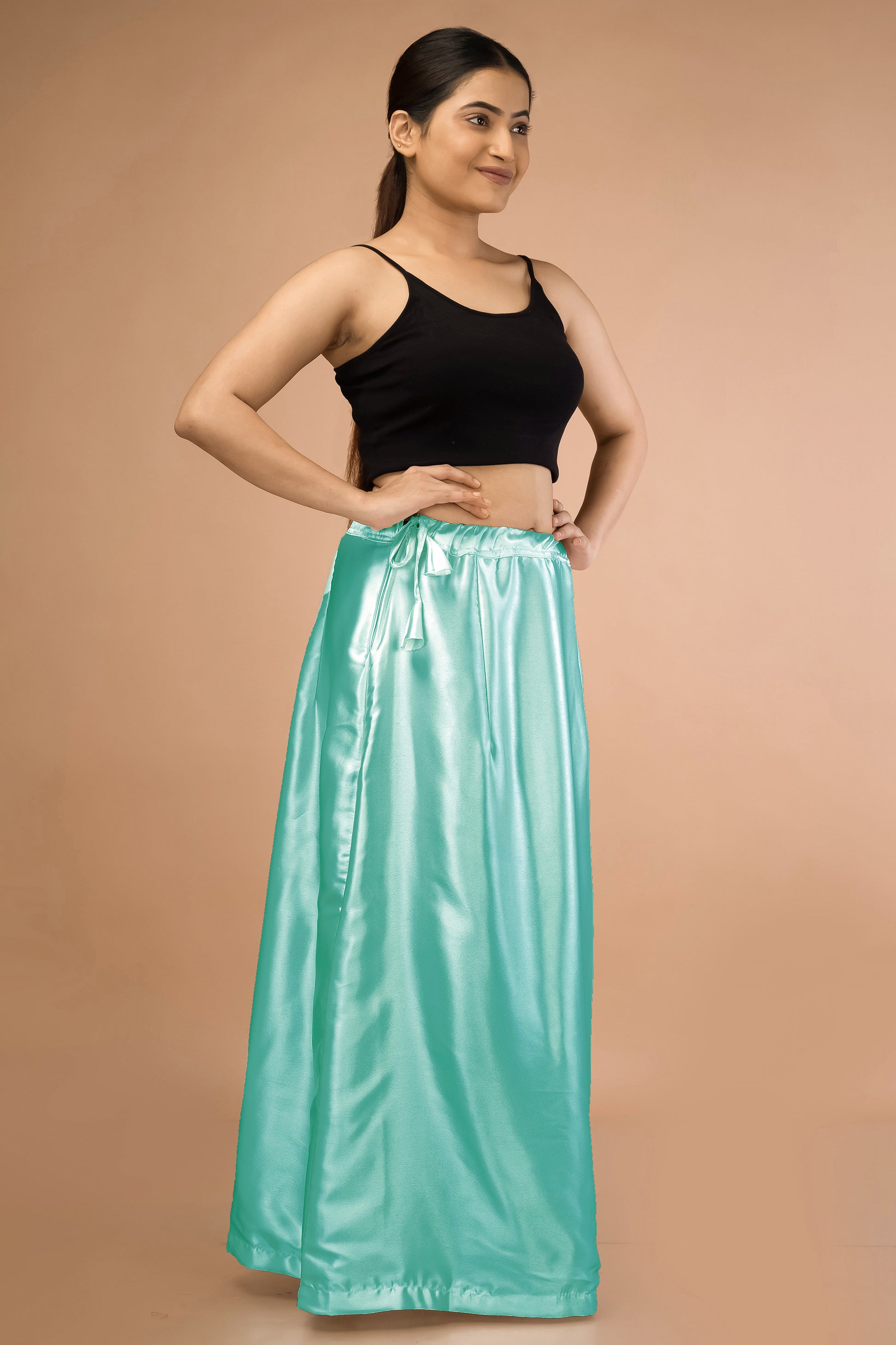 Mint Green Satin Petticoat - Sarla Creations