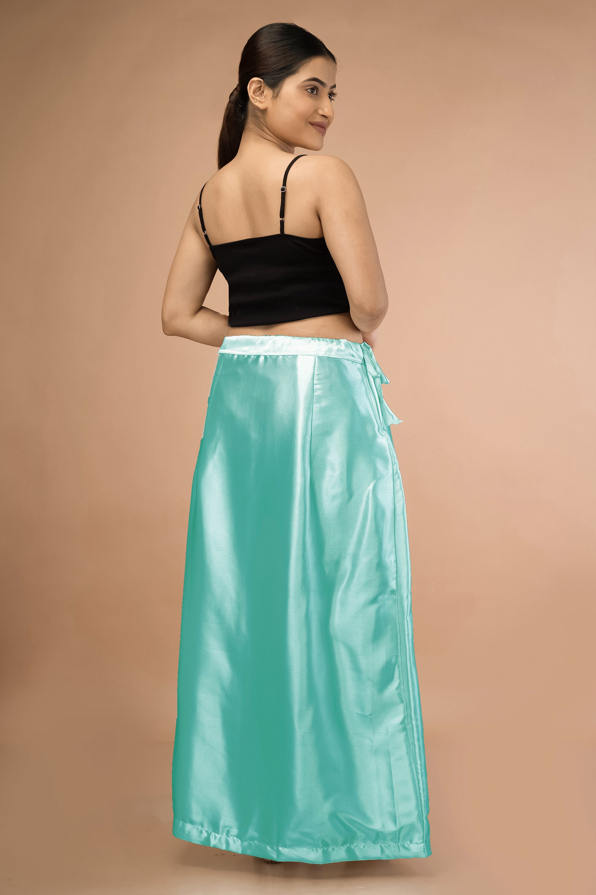 Mint Green Satin Petticoat - Sarla Creations