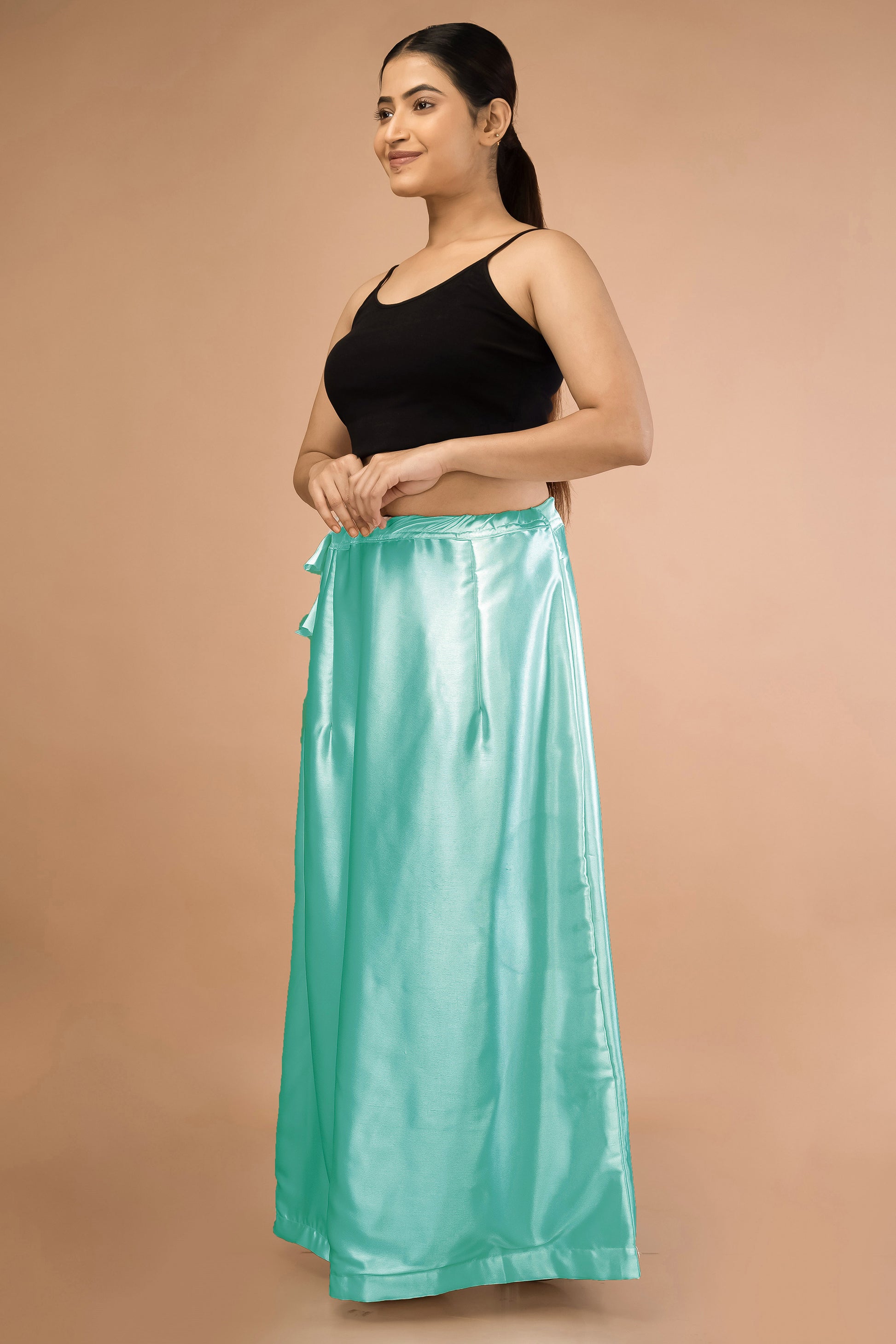 Mint Green Satin Petticoat - Sarla Creations