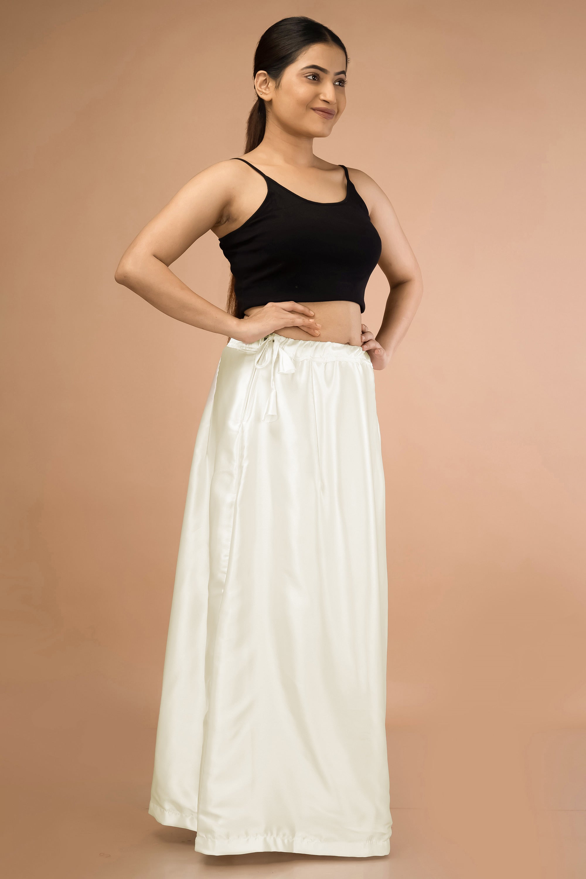 Offwhite Satin Petticoat - Sarla Creations