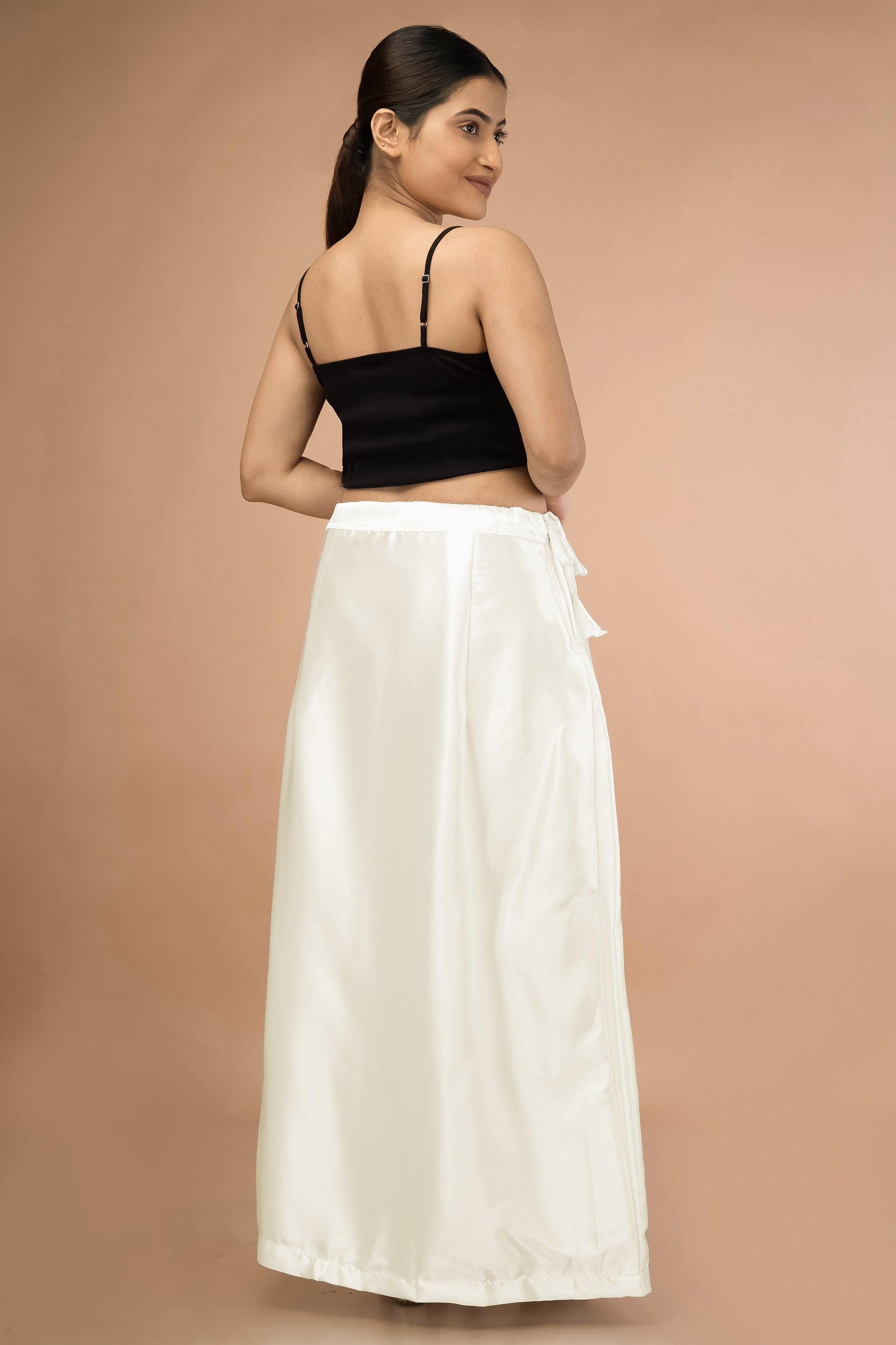 Offwhite Satin Petticoat - Sarla Creations