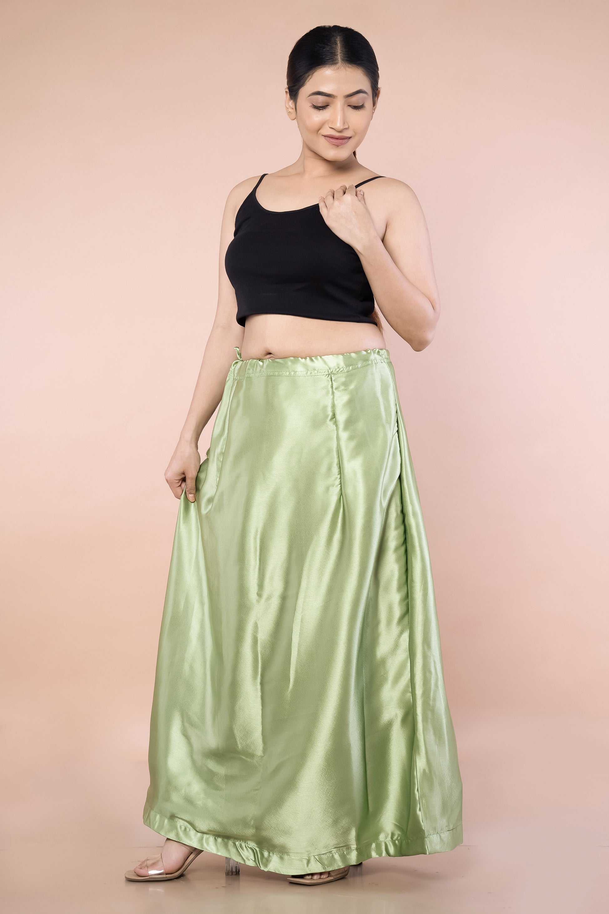 Green Pistahio Satin Petticoat - Sarla Creations