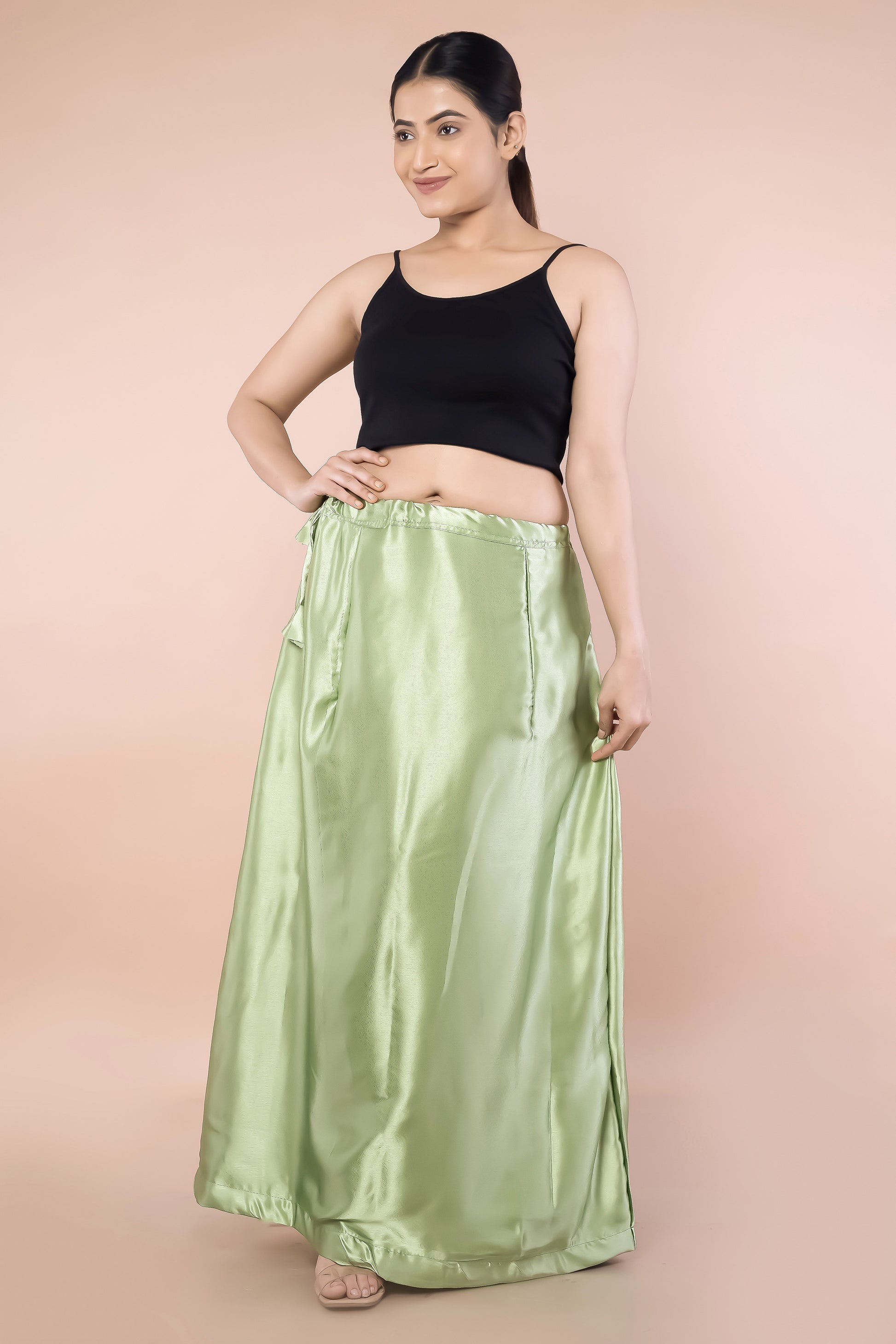 Green Pistahio Satin Petticoat - Sarla Creations