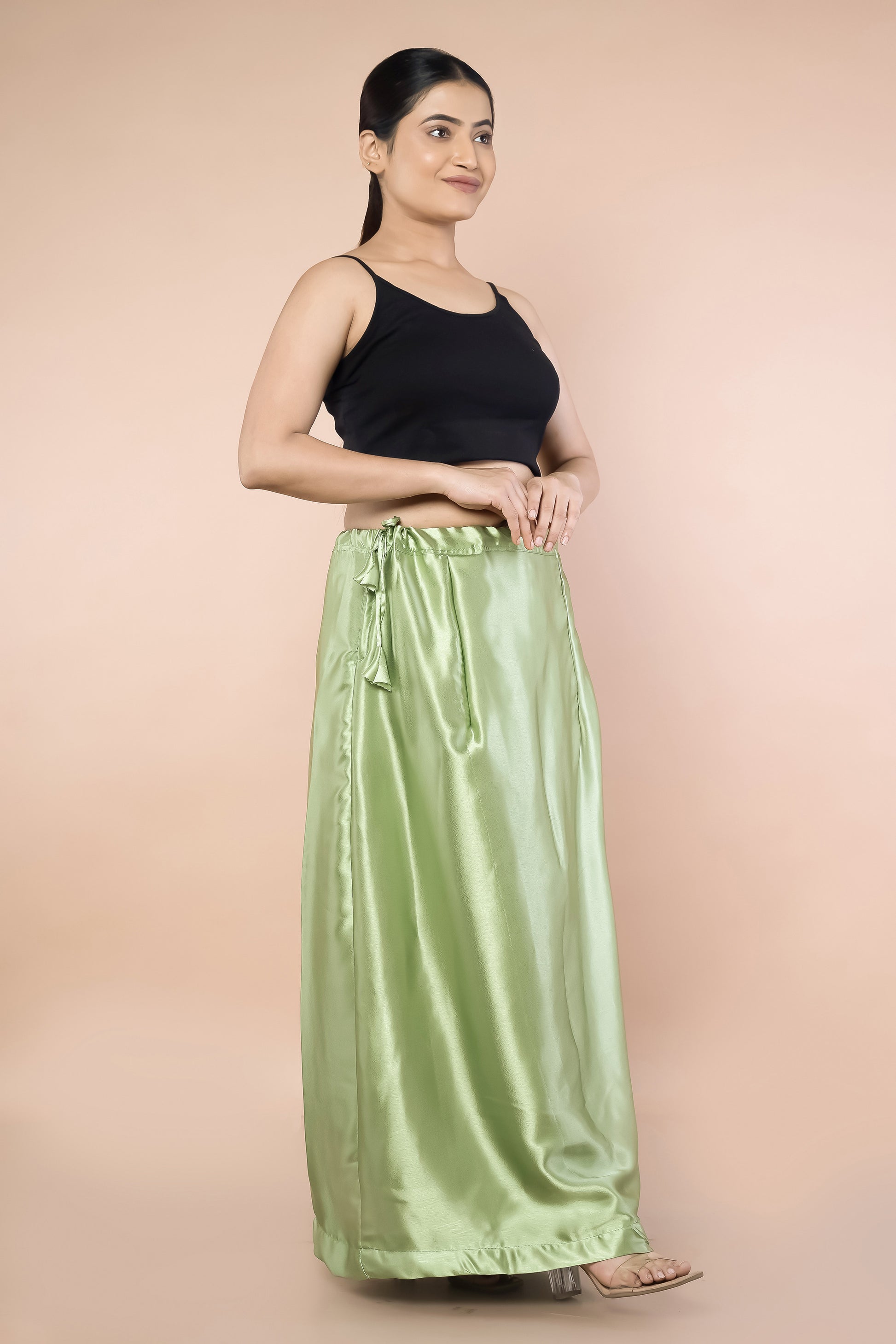 Green Pistahio Satin Petticoat - Sarla Creations