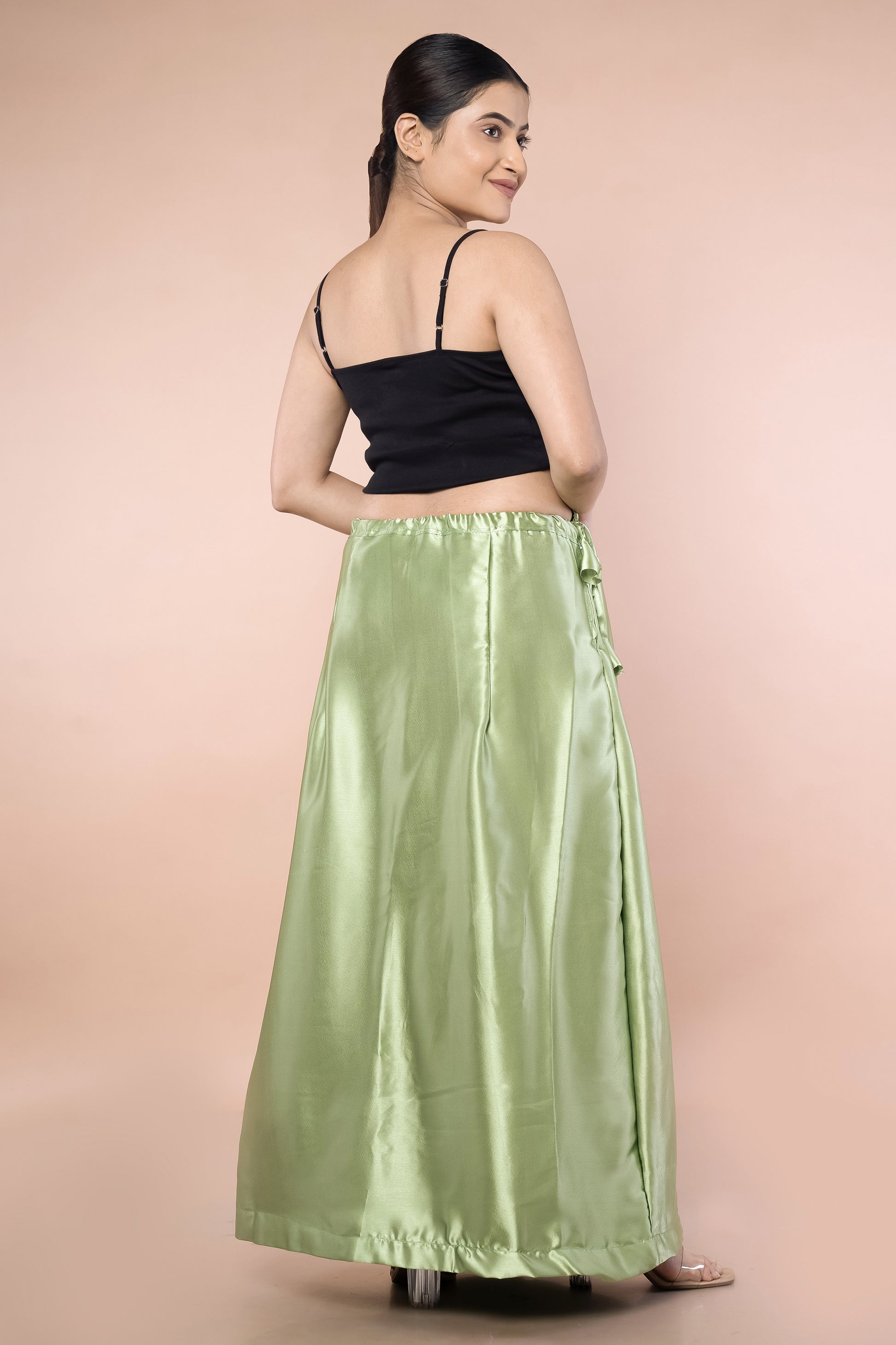 Green Pistahio Satin Petticoat - Sarla Creations