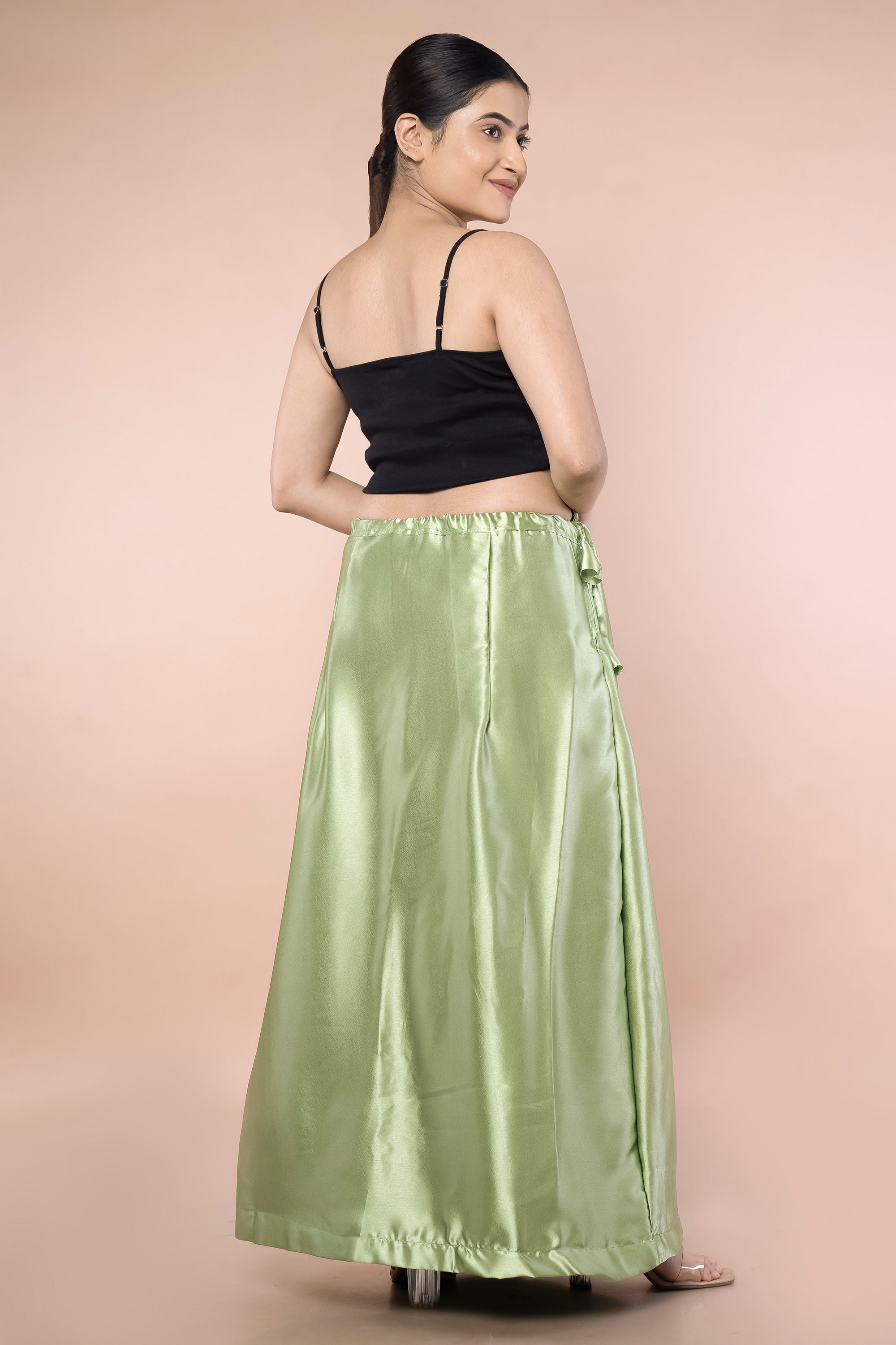 Green Pistahio Satin Petticoat - Sarla Creations