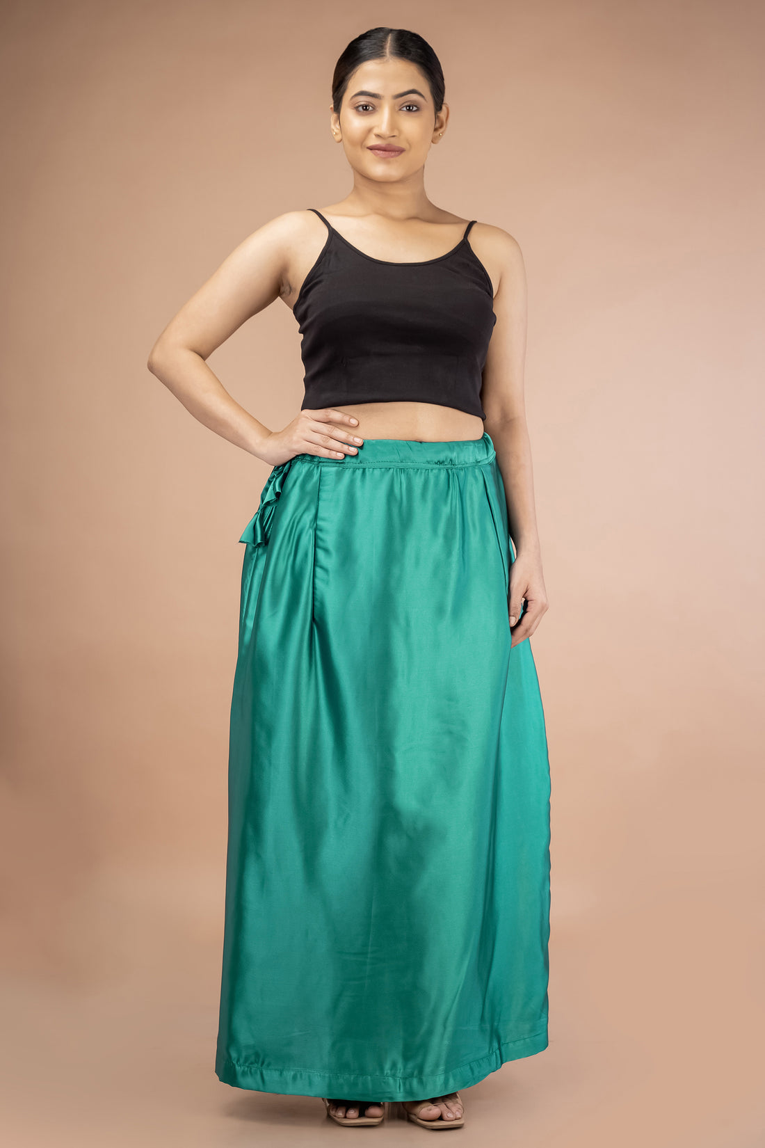 Blue Teals Satin Petticoat - Sarla Creations