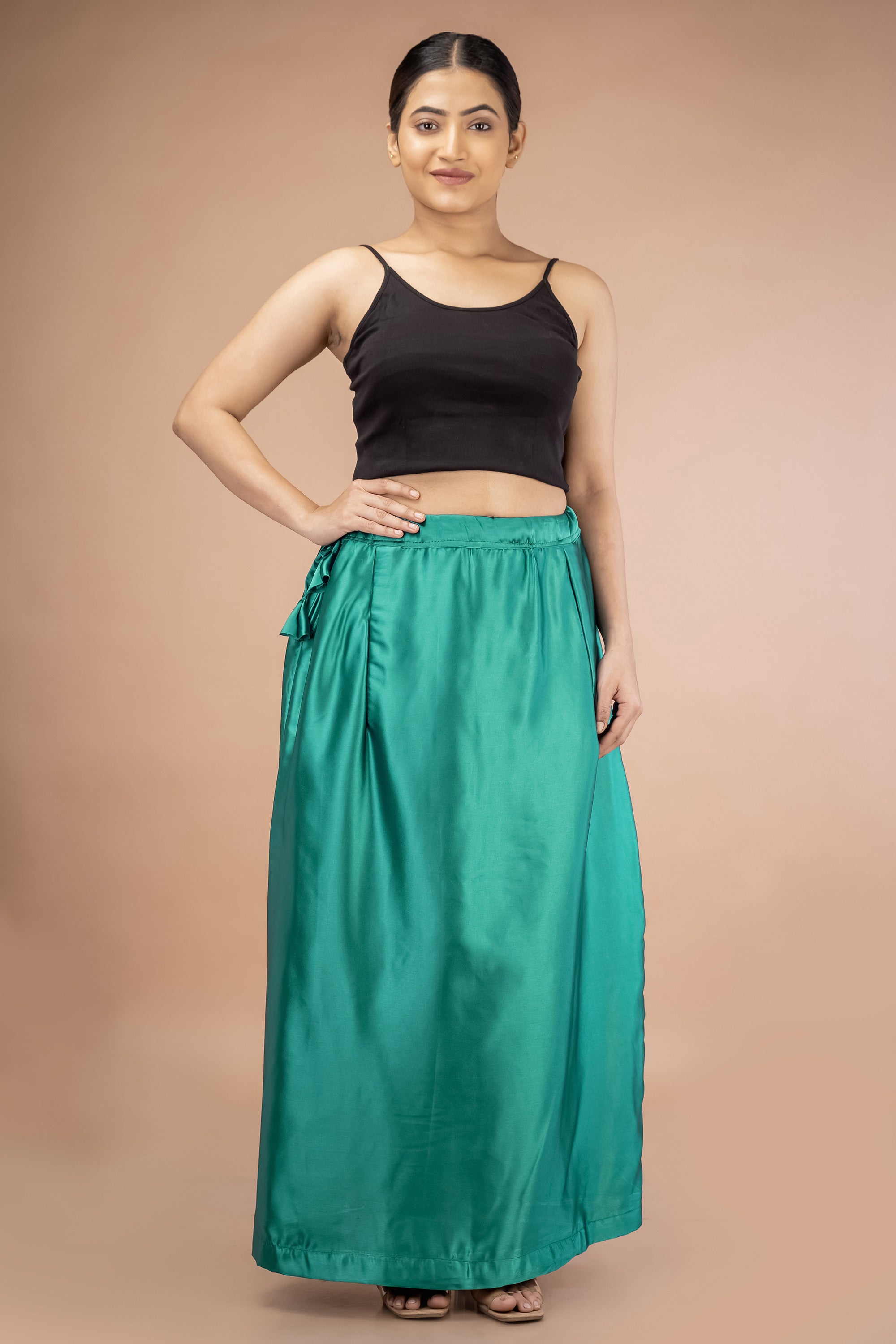 Blue Teals Satin Petticoat - Sarla Creations