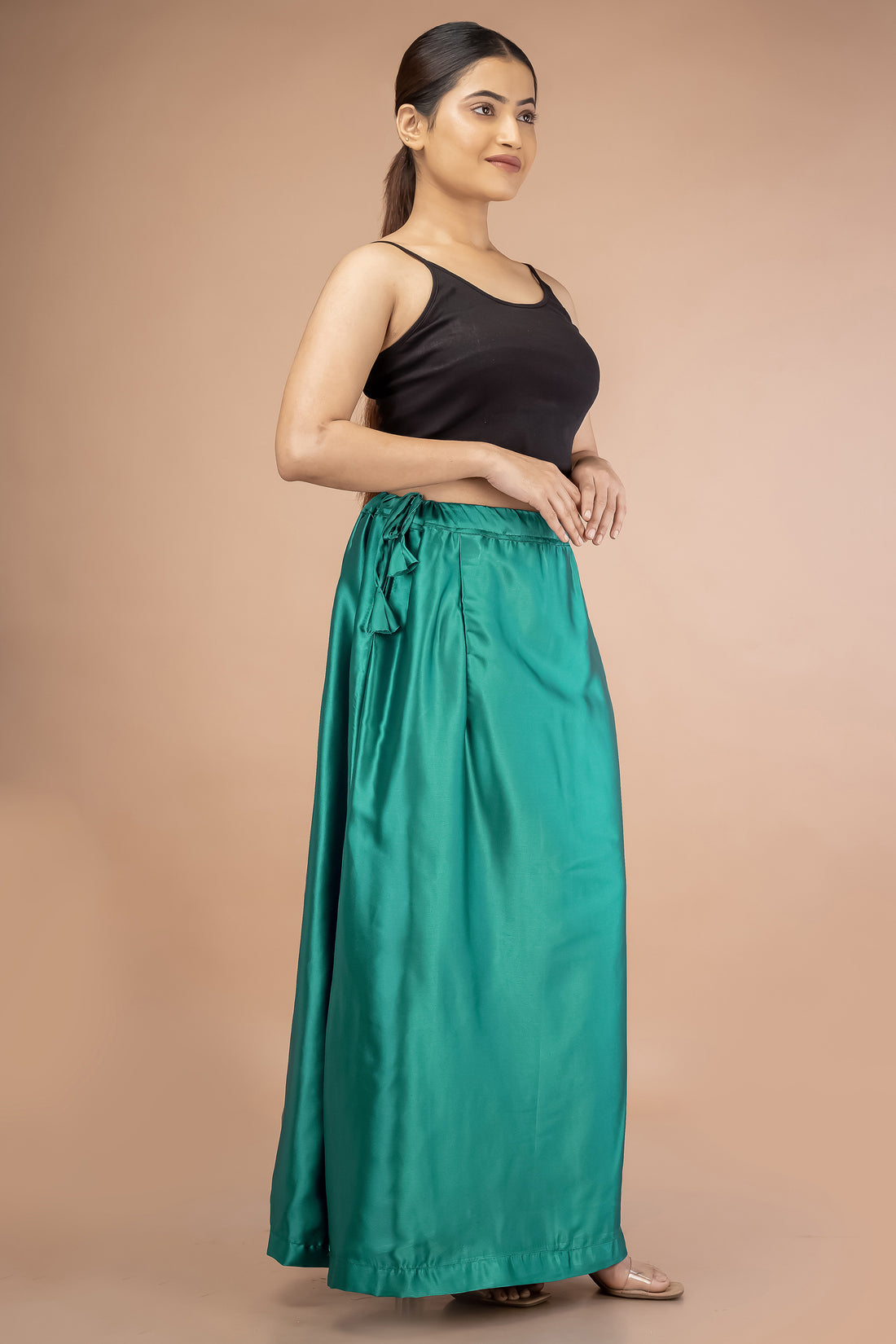 Blue Teals Satin Petticoat - Sarla Creations